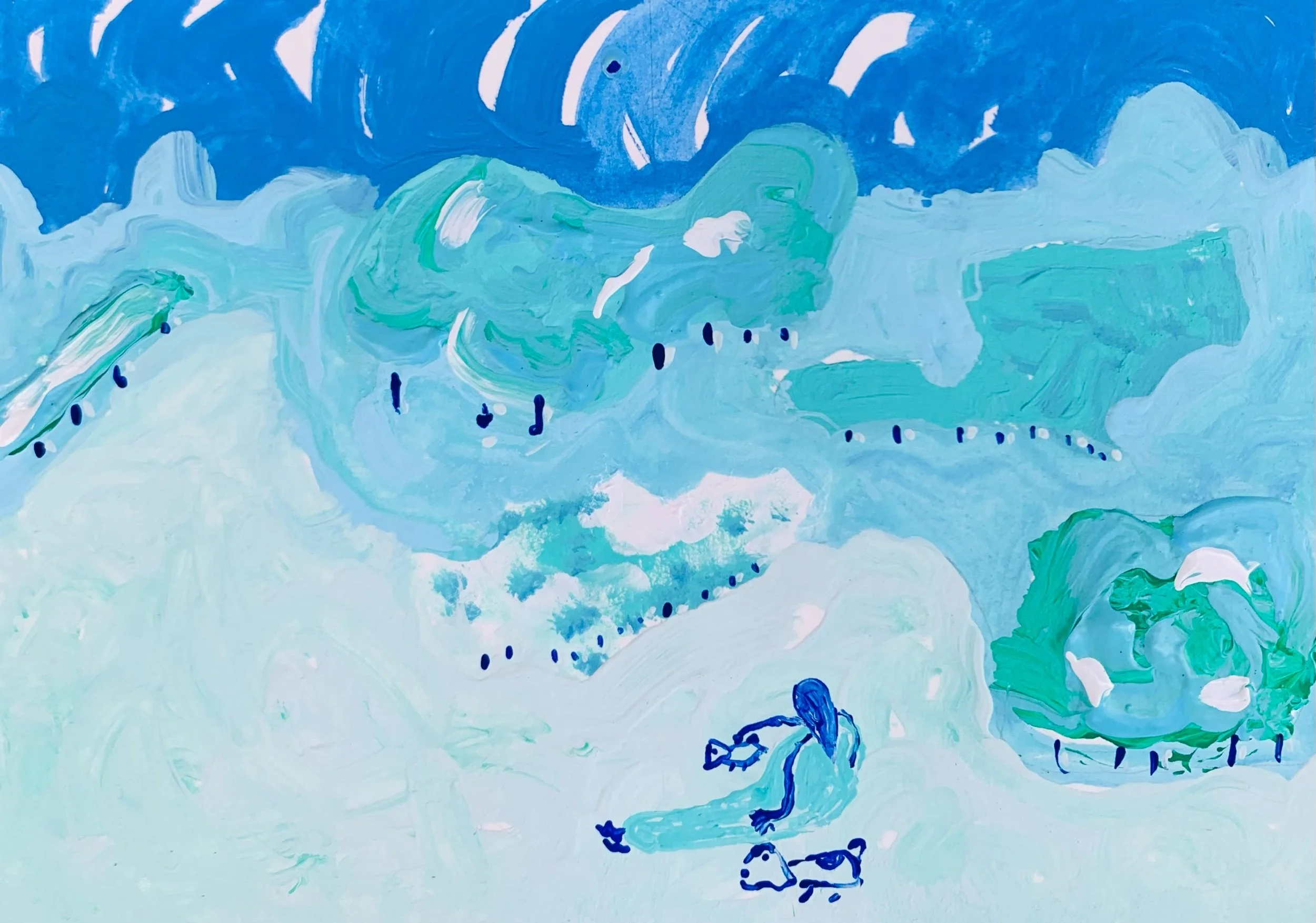  Kavanayén 01. Sunset in blue. Río Orinoco. 2025  Gouache on paper 5.8 × 8.2 in 14.8 × 21 cm 