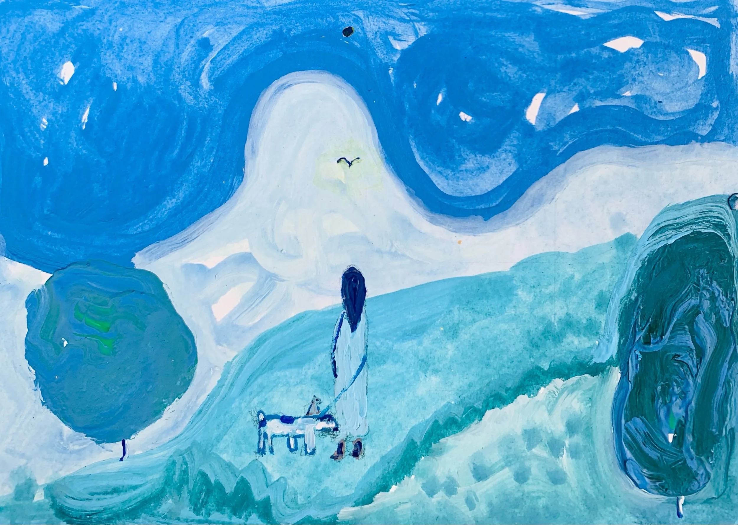  Kavanayén 01. Looking out. Río Orinoco. 2025  Gouache on paper 5.8 × 8.2 in 14.8 × 21 cm 