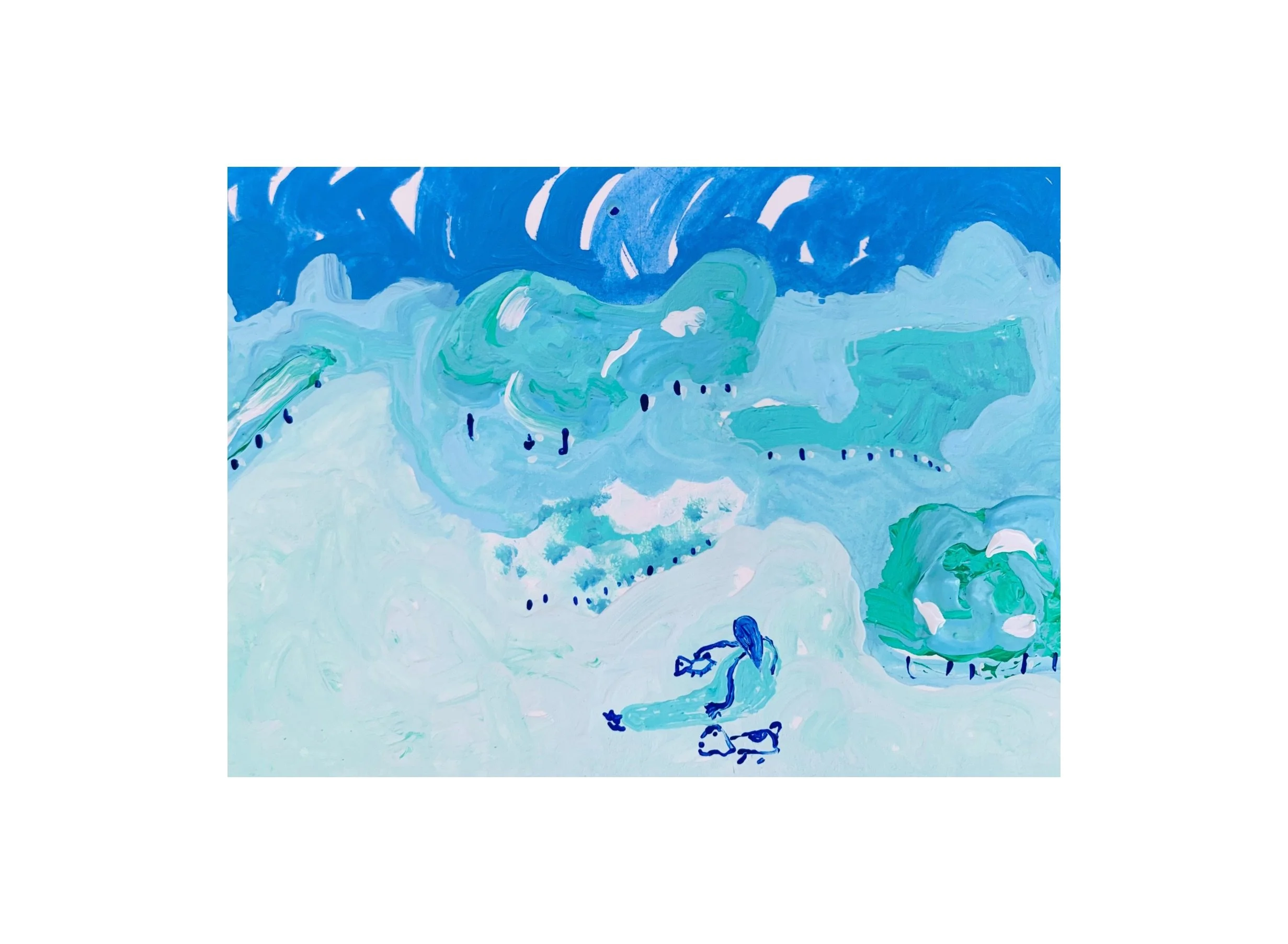  Kavanayén 01. Sunset in blue. Río Orinoco. 2025  Gouache on paper 5.8 × 8.2 in 14.8 × 21 cm 