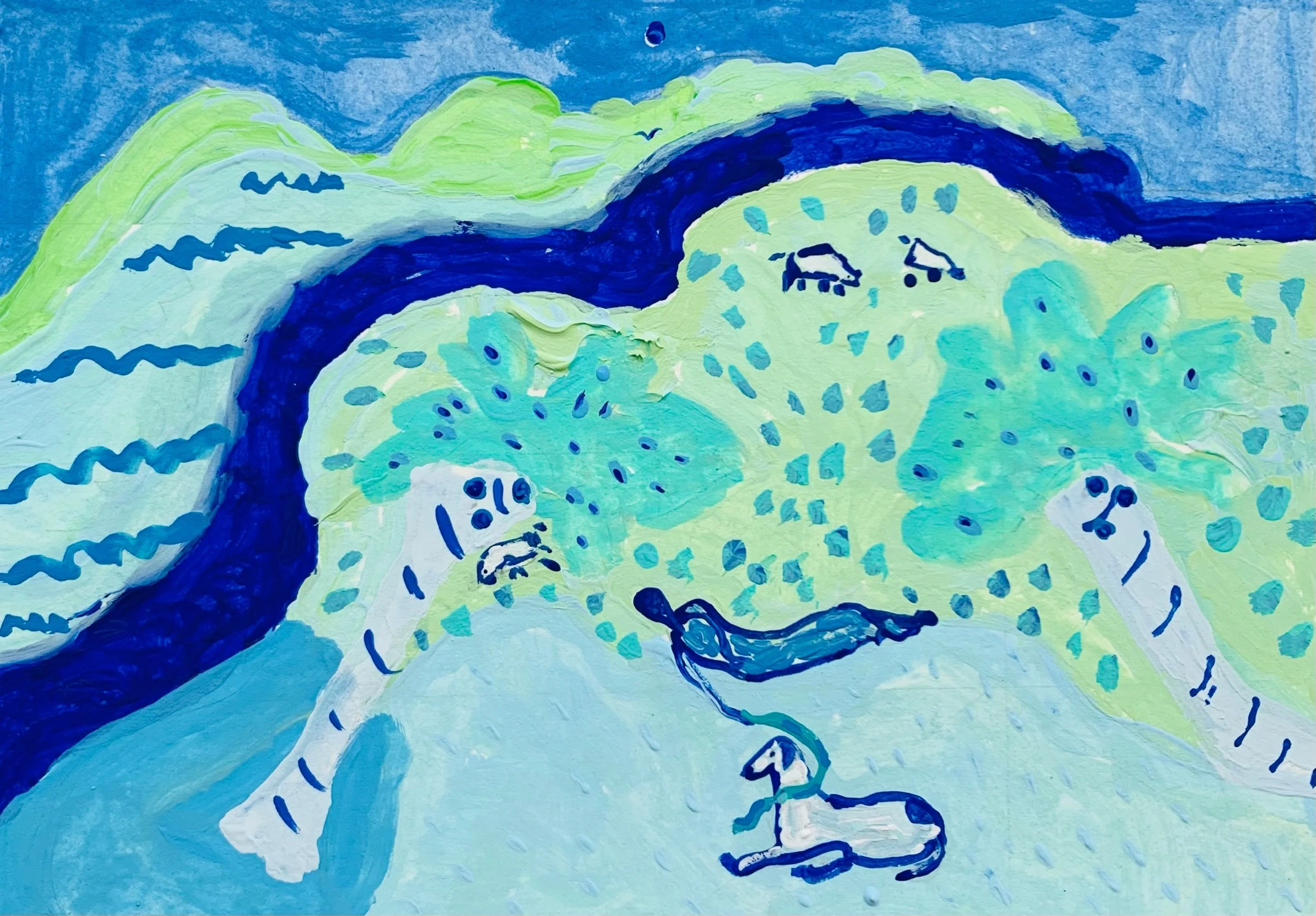  Kavanayén 01. The blue scarf. Río Orinoco. 2026  Gouache on paper 5.8 × 8.2 in 14.8 × 21 cm 