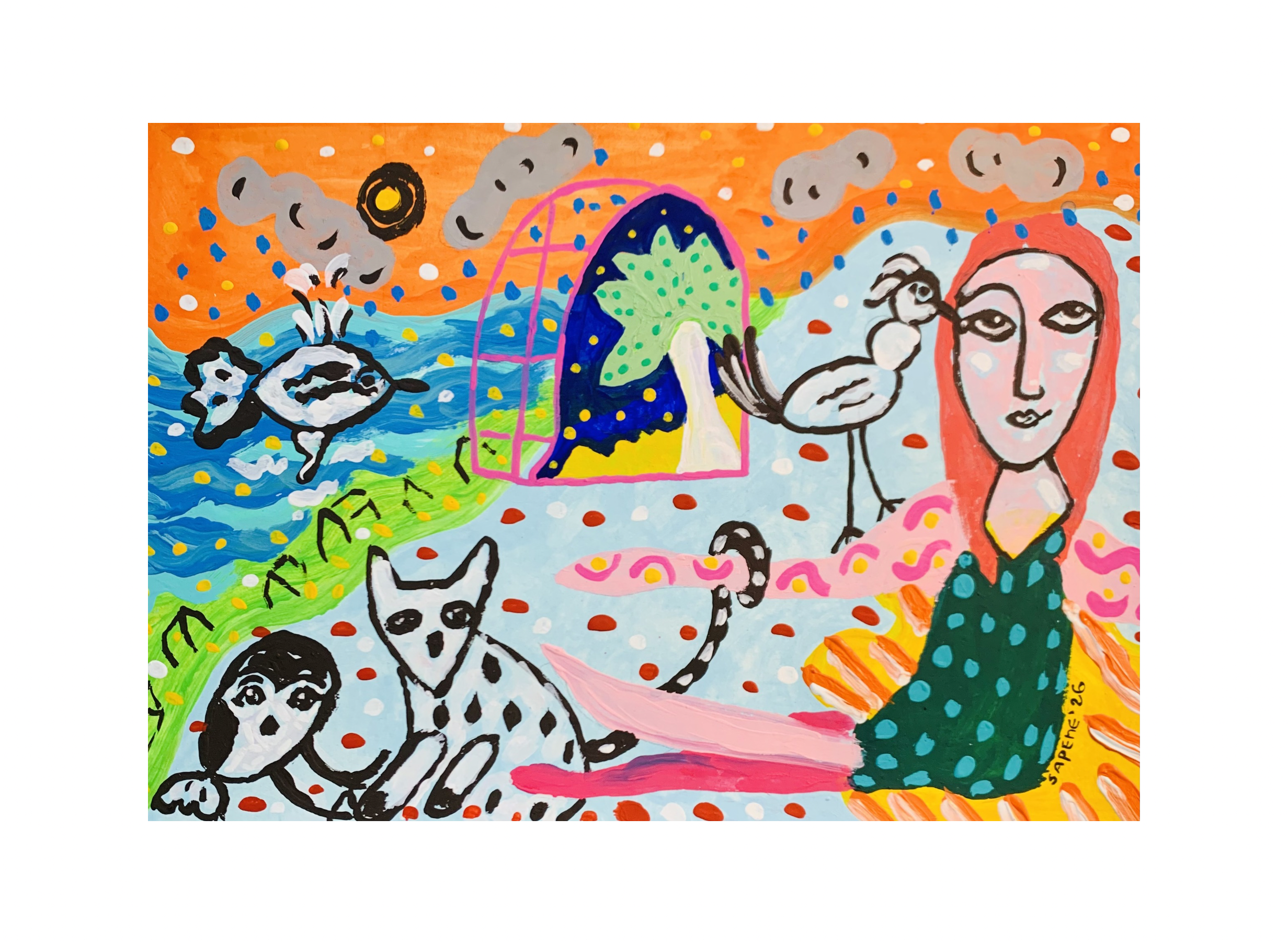  Kavanayén 07. Uma y su manada. Río Orinoco. 2026  Gouache on paper 11.6 × 8.2 in 29.7 × 21 cm 