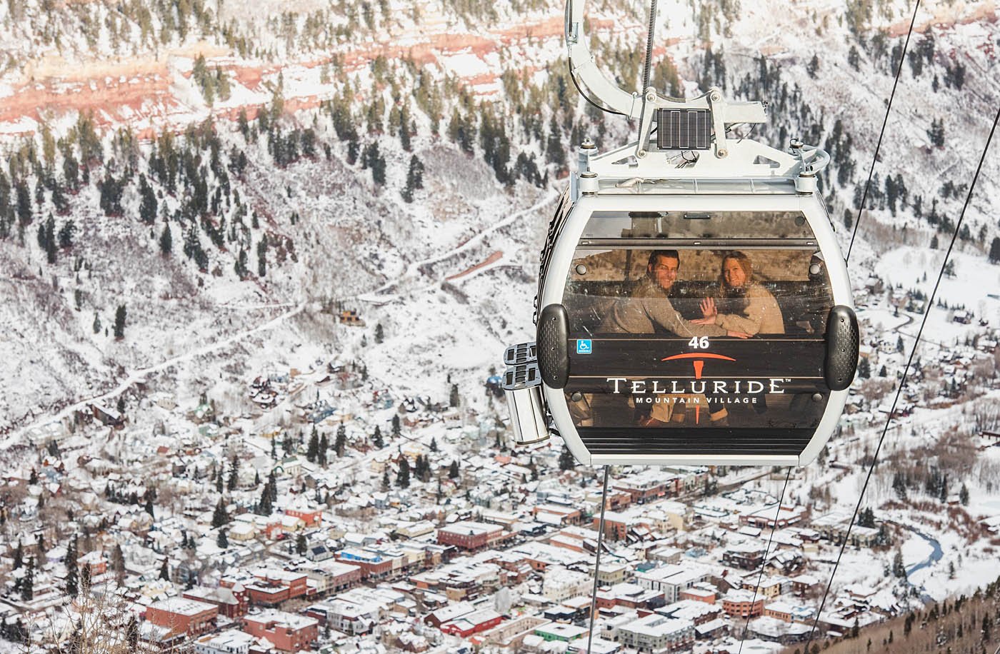 The Telluride Gondola that is free to take back and forth to Mountain Village.