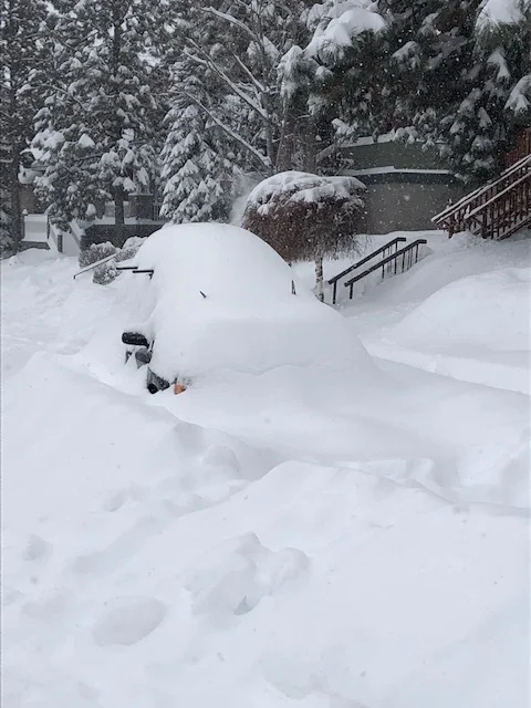 The neighbor’s car, which has since vanished under significantly more snow.