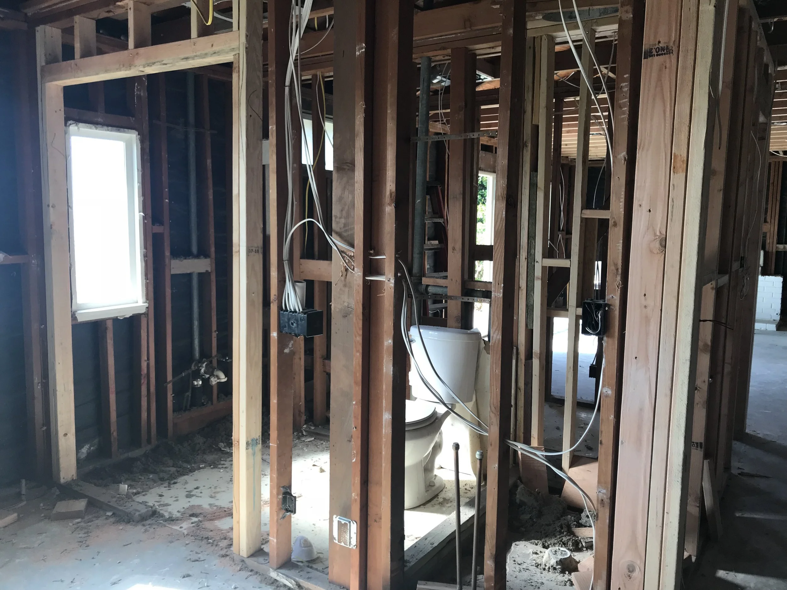 Master Bathroom - Demo’d and reframed