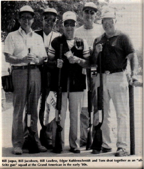 "Tom Seitz and Bill Jacobsen with their squad at Vandalia, Ohio."(photo courtesy of Trap and Field Magazine