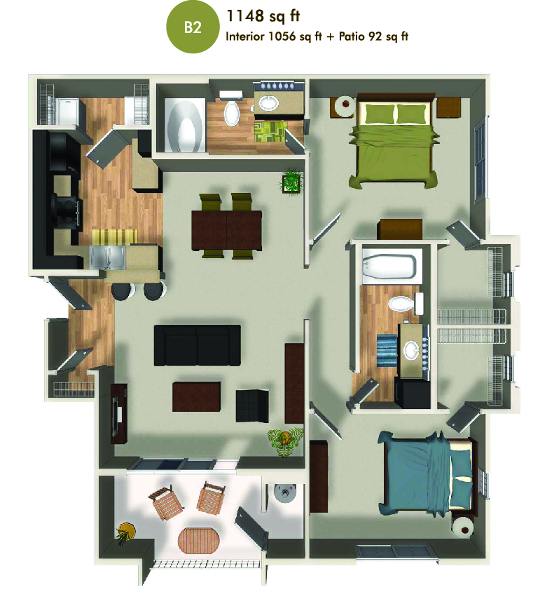 1148 square foot floorplan