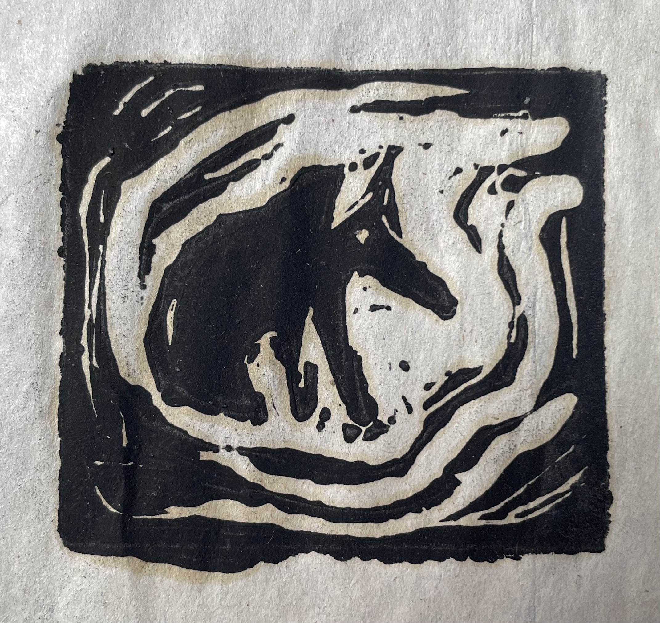 Block print of a dog