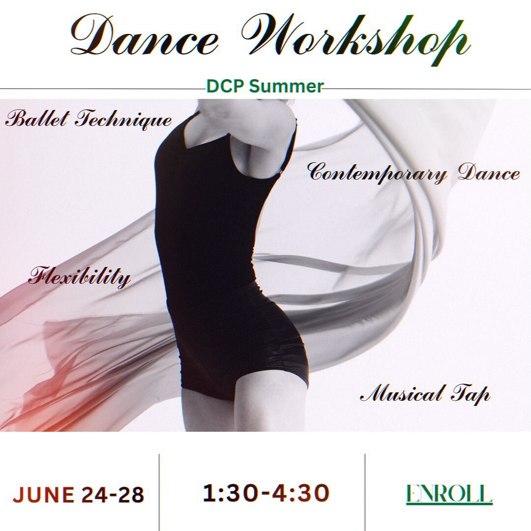 Pre teen - Week of Dance Workshop June 24-28.  Workshop will be open for all dancers Ages 9-12 yrs as well (1yr+ ballet technique experience). 
During the summer dance workshop students will be attending 3 classes per day for the week. Strength, flex
