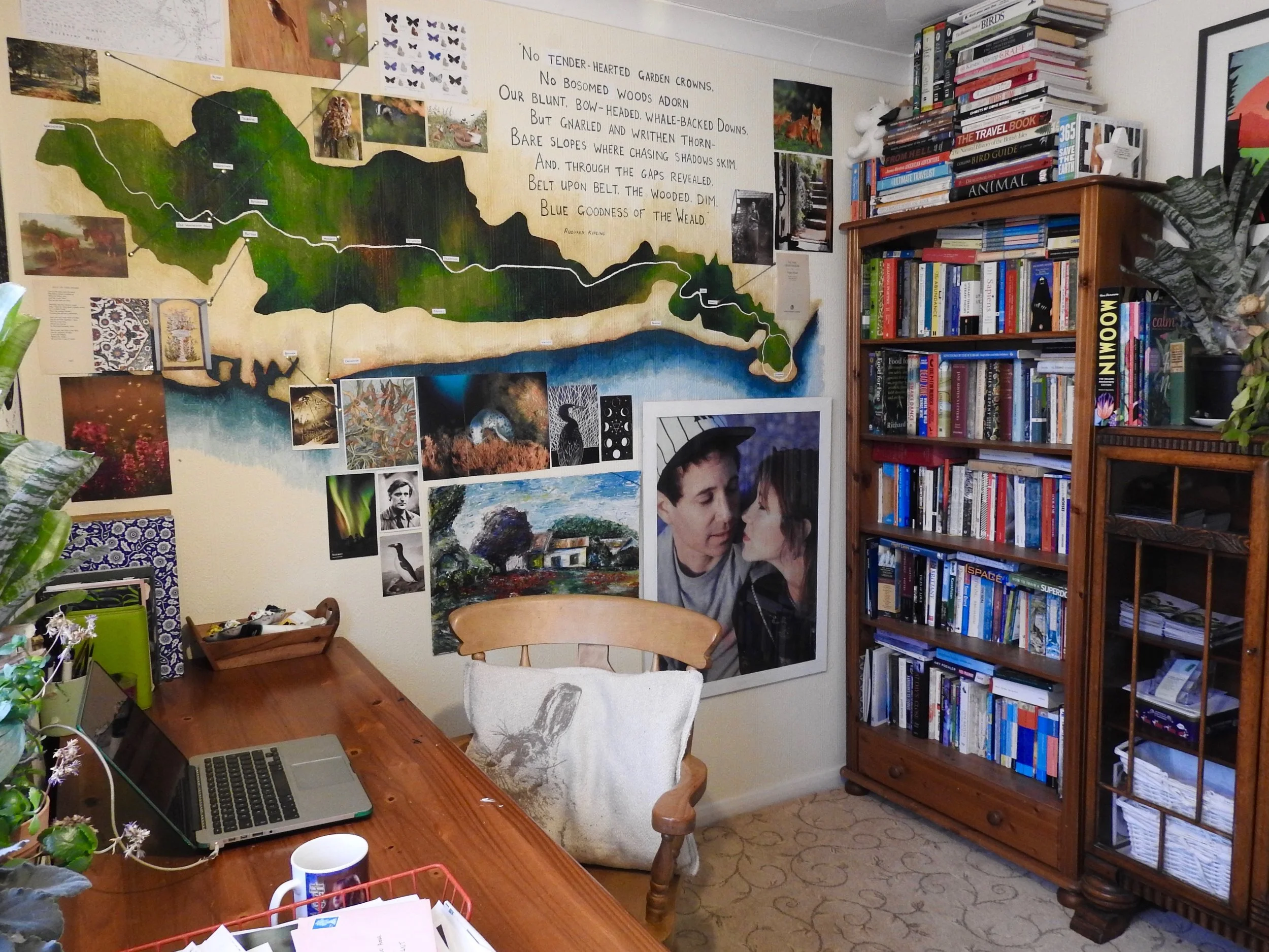 My studio! Decorated with a map of the South Downs - my main source of inspiration…
