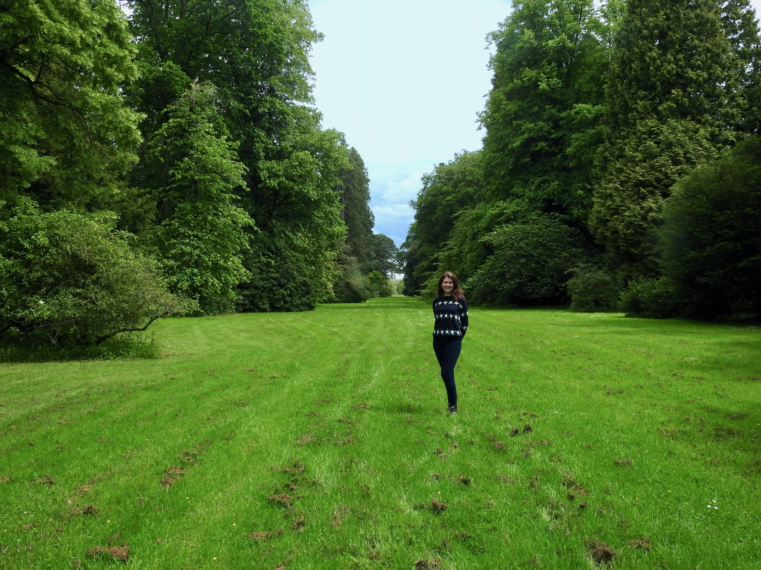 Standing on one of the ‘rides’ leading up to Westonbirt House, with the tallest tower in the distance!
