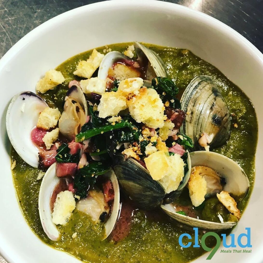 Infused Green Gumbo, Cherrystone Claims, Tasso. Delicious! Put your stomach on Cloud9. #cbdinfusedmeals #hempoil #cannabischef #cannabismeals