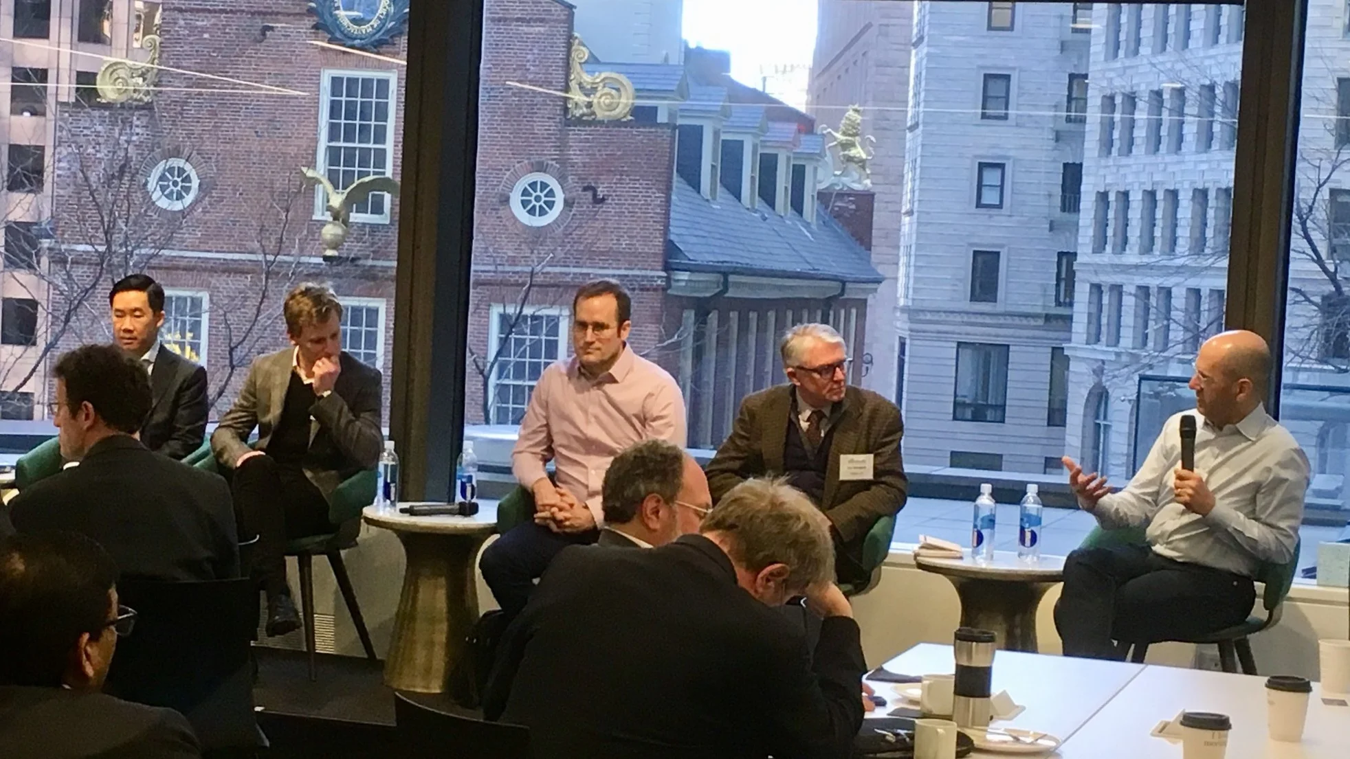Yann Kulp speaking at the NECEC event on the convergence of cleantech and transportations