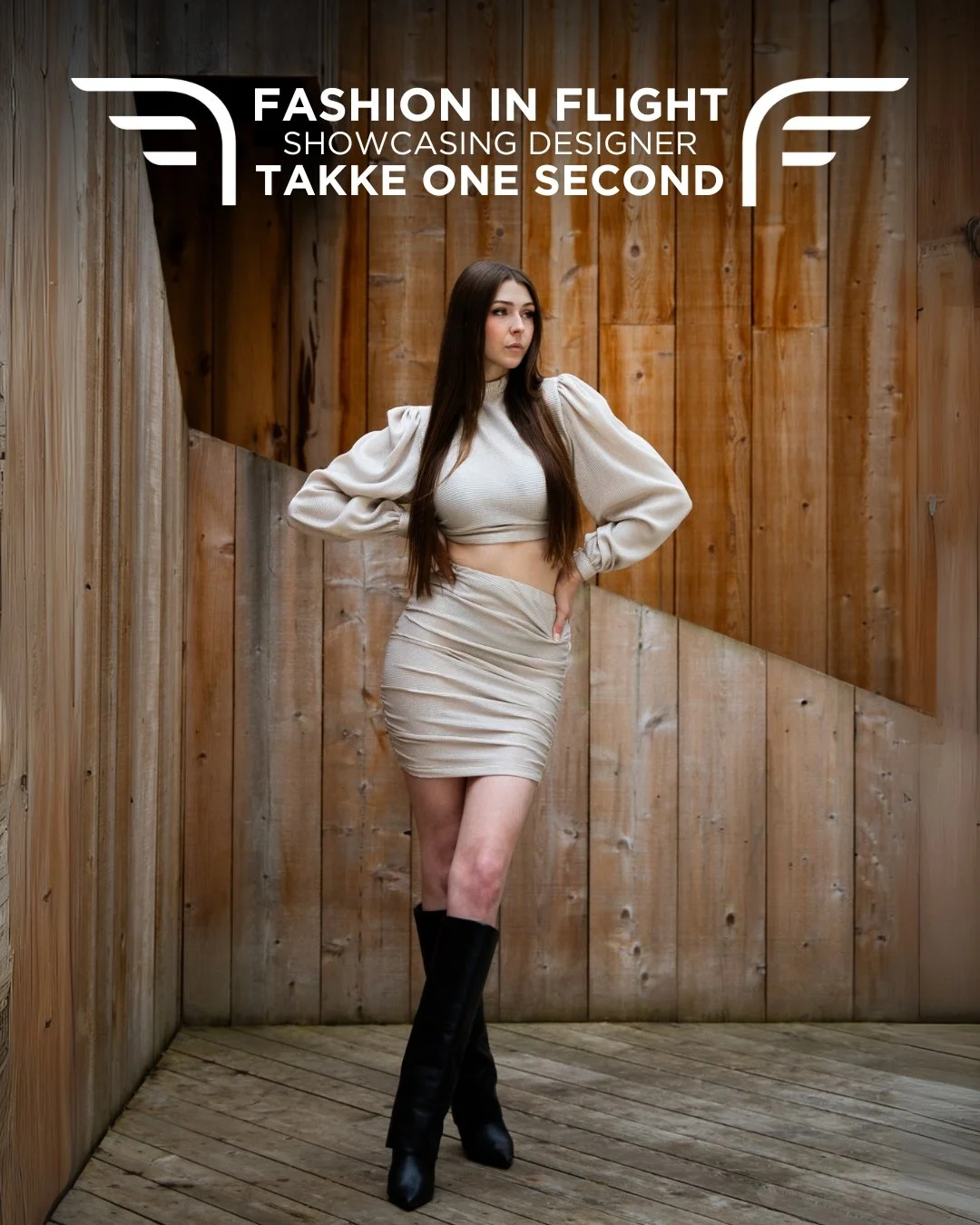 Fashion in Flight is excited to announce that Takke One Second will be showcasing her fabulous collection on Saturday, November 8th at The Museum of Flight.

Takke One Second was founded by designer Abir Slim, who moved from Lebanon to the Seattle ar
