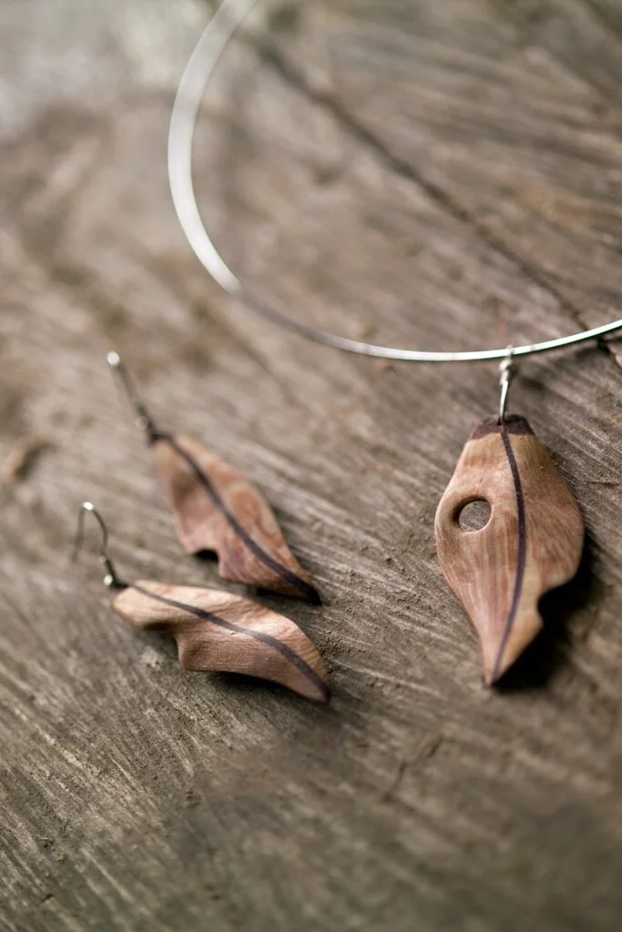 Silky Oak and Red Gum jewellery set - commissions available