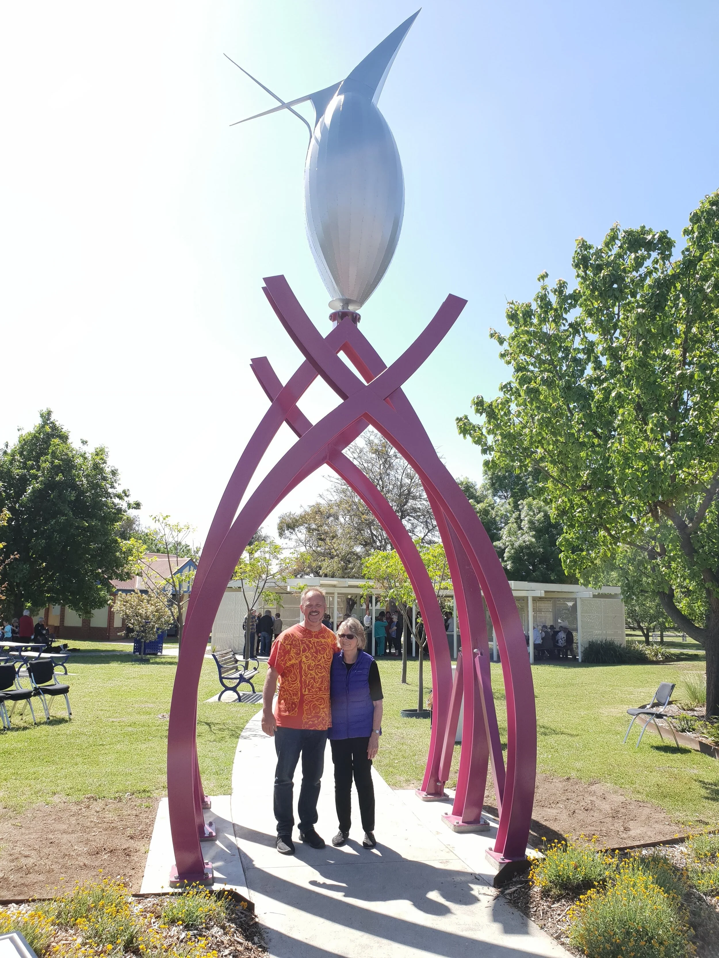Installation of “Birdie” 2018 in collaboration with artist Paul GenningsPictured with my mother (not Paul obviously)