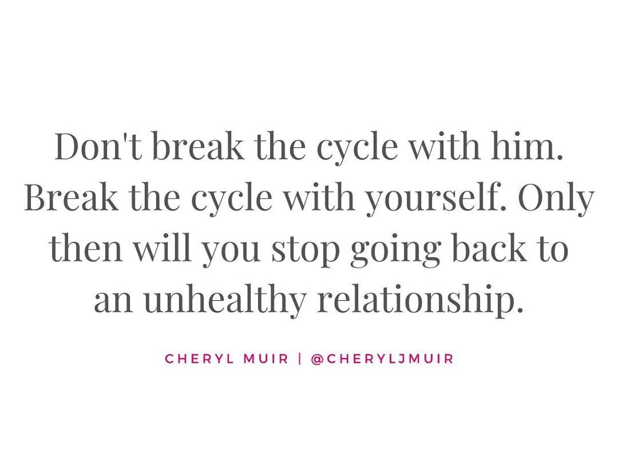 Changing unhealthy patterns in relationships. Thanks to @cheryljmuir for the image. 

#healingsolutionsllc 
#breakingthecycle 
#unhealthyrelationshippatterns 
#stoptheinsanity 
#healwithin 
#keepmoving 
#progressnotperfection 
#loveandrelationshipadd