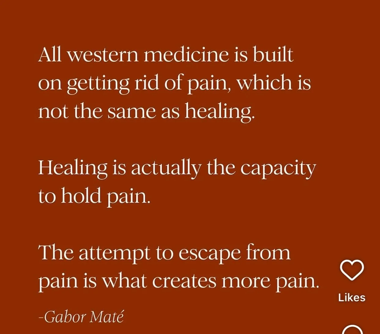 &ldquo;The attempt to escape from pain is what creates more pain.&rdquo;- Mate

#healingsolutionsllc 
#gabormat&eacute; 
#traumaheilung