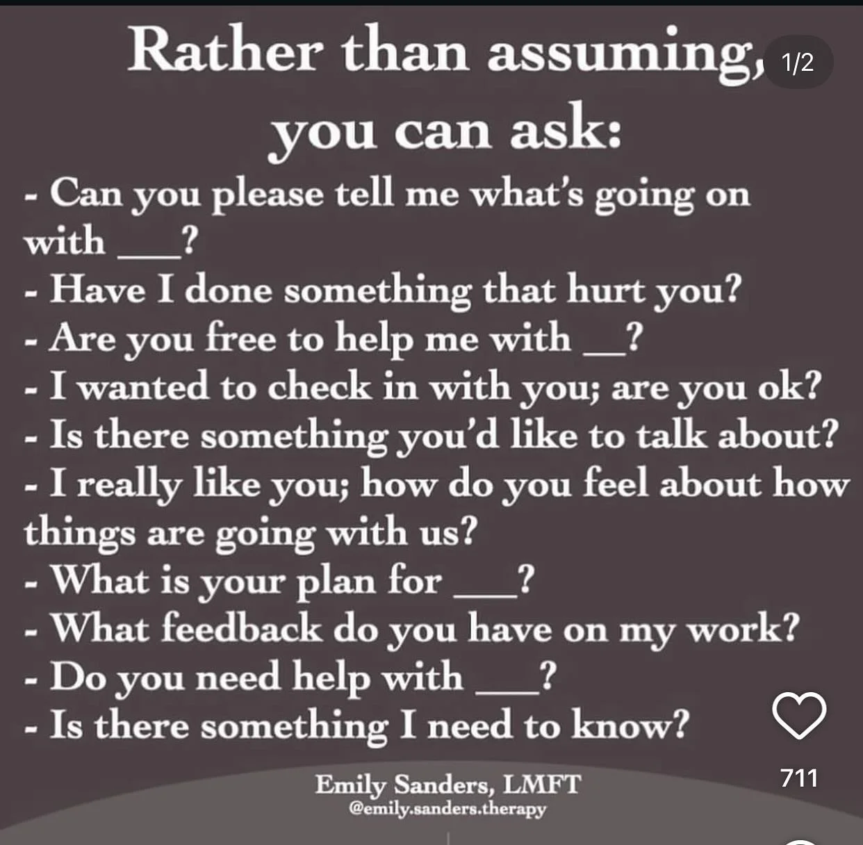 Ask rather than assume 

#healingsolutionsllc 
#clarify 
#assertivecommunication