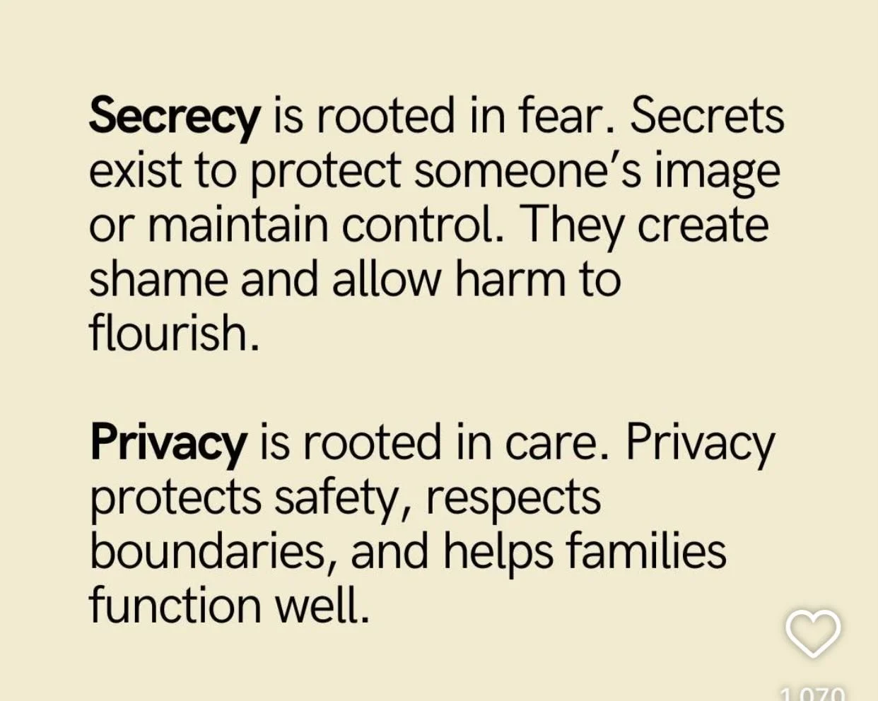 Secrecy versus privacy. 

#healingsolutionsllc 
#secretskeepyousick 
#privacy