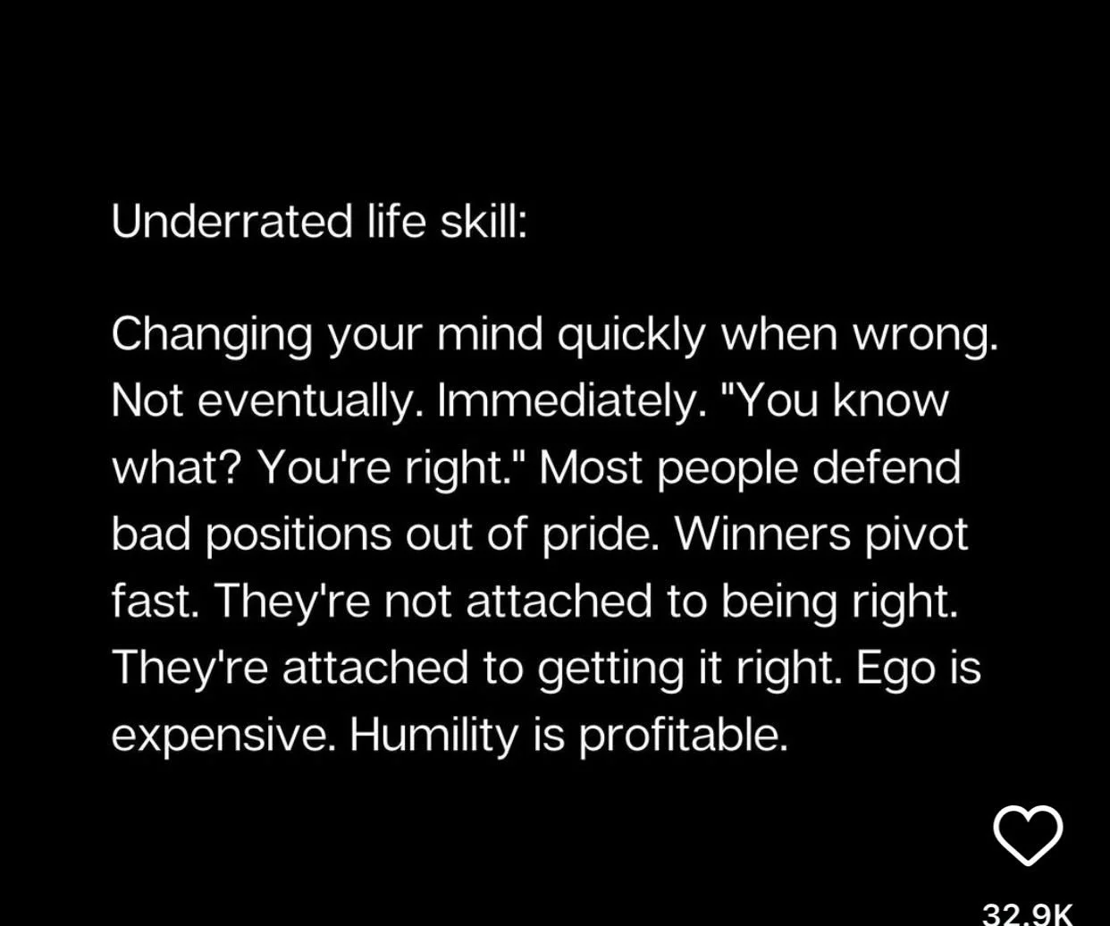 Ego is expensive. 

#admitwhenyourewrong 
#humility 
#youknowyoureright