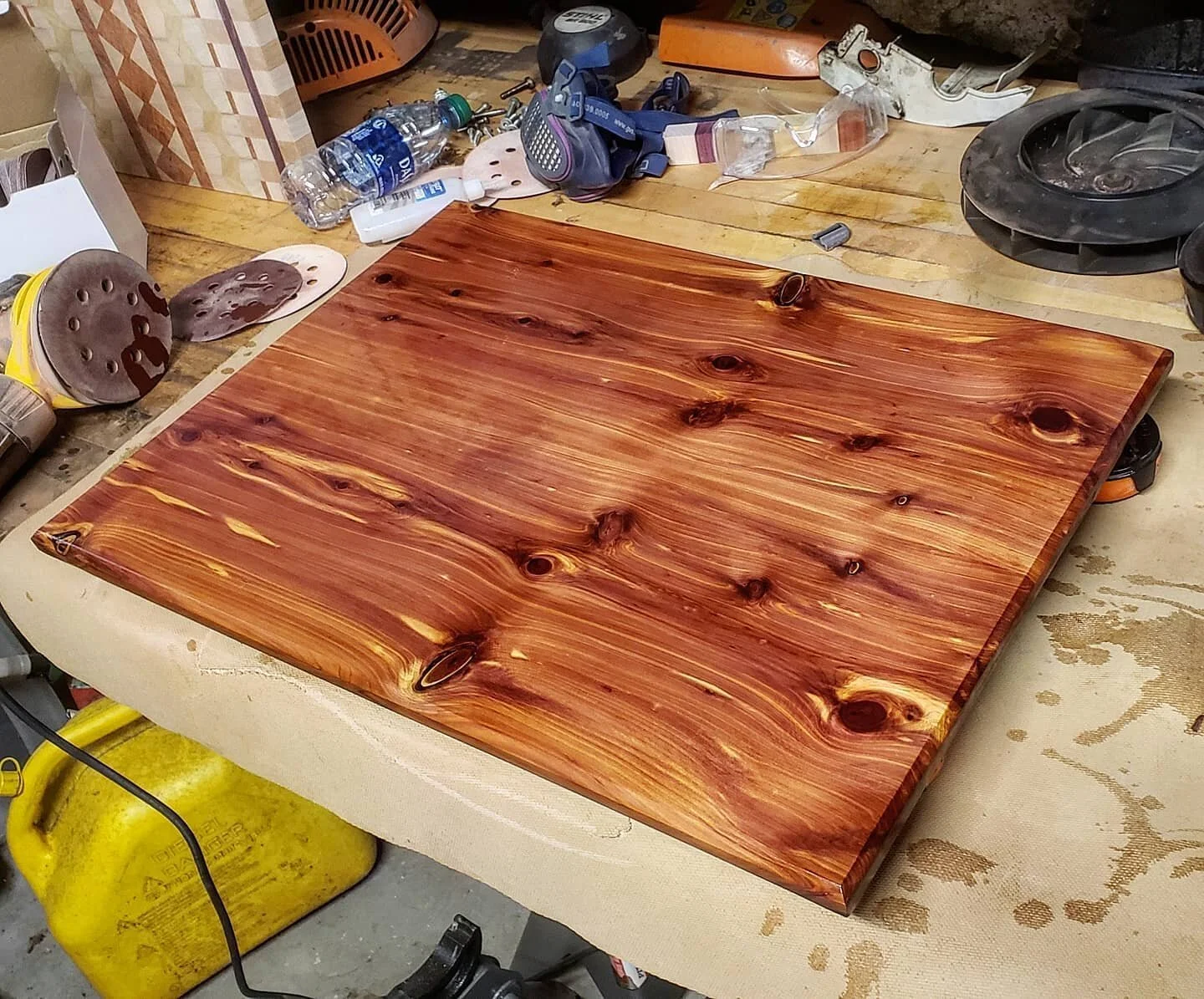 Not all projects have to be complex! I bookmatched a piece of cedar to make a beautiful folding table to attach to the side of my deck. It was perfect for our dinner tonight! If you are interested in something like this, check out @CoastalCraftCircui