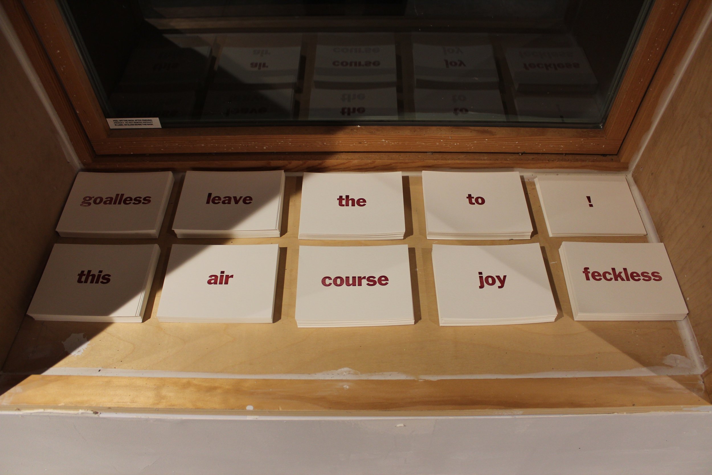 Brad Coulter Our Words Out Cards. Custom letterpress card system. 2019.
