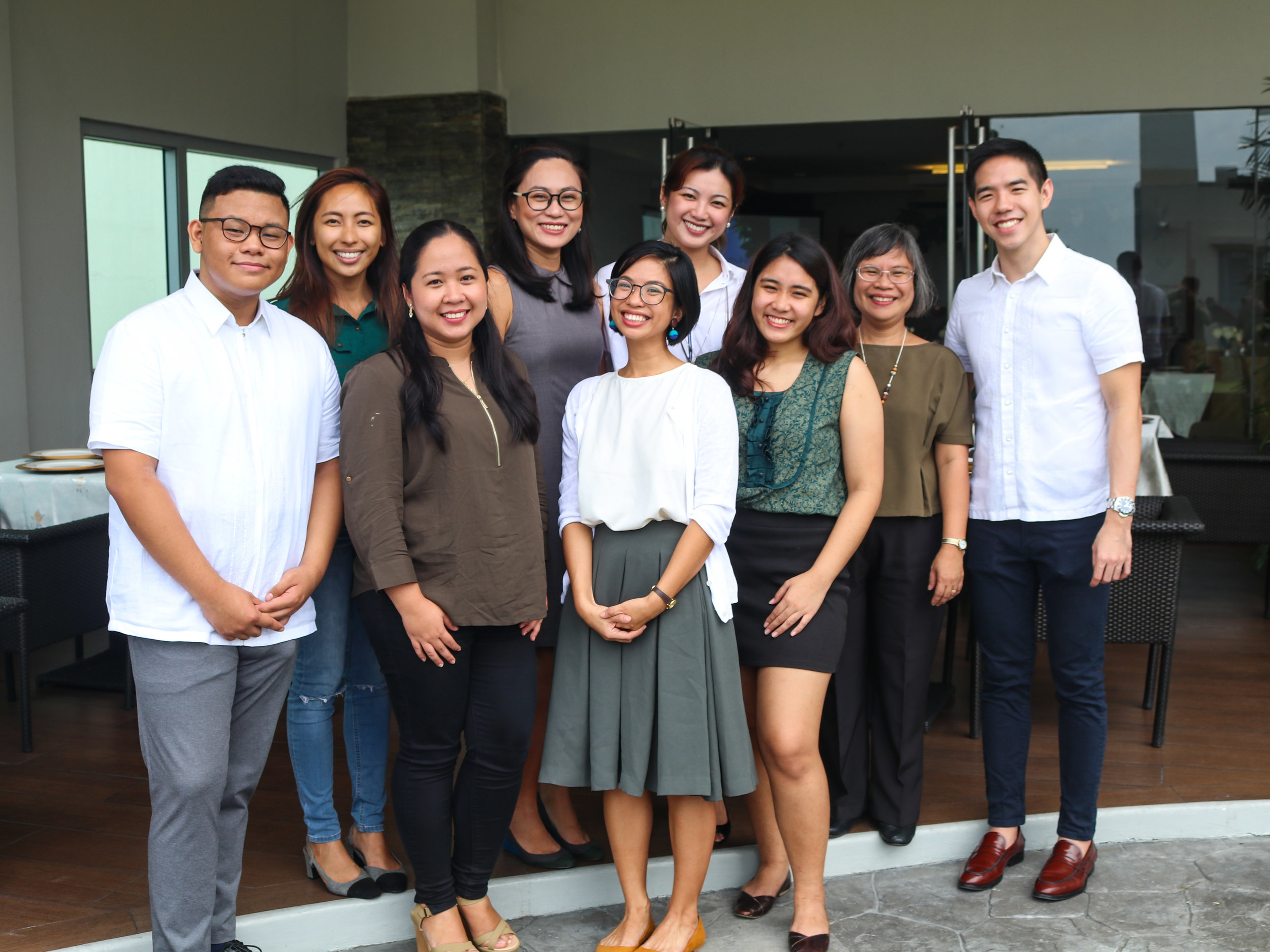 Our team: (L-R Top) Joyce Raboca, Aya de Leon, Niner Guiao, Helen Alkuino; (L-R Bottom): Chester Tan, Carlie Labaria, Nicole Torres, Sophia Caralde, Kester Go Biao