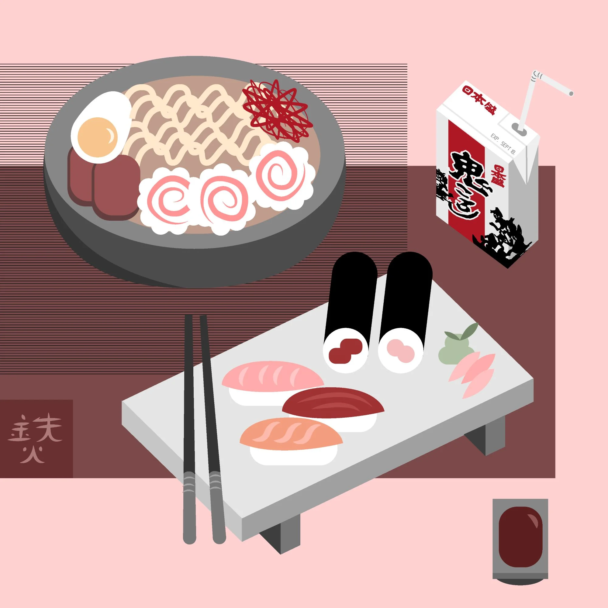 ‘TEKKA BAR’—To that time I was fascinated by drinking sake from a cute juice box.