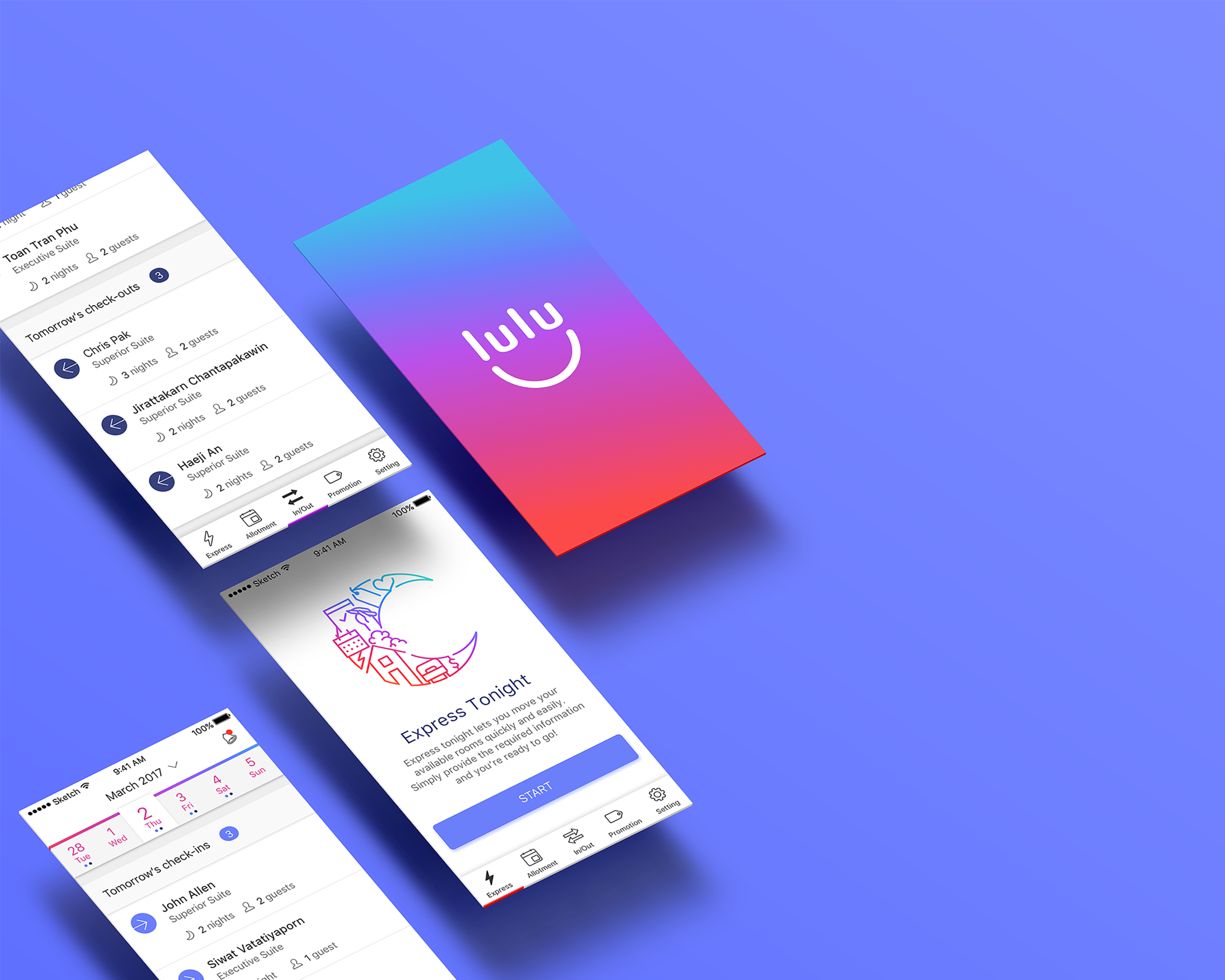 Lulu’s screens depicting product features and capacities.