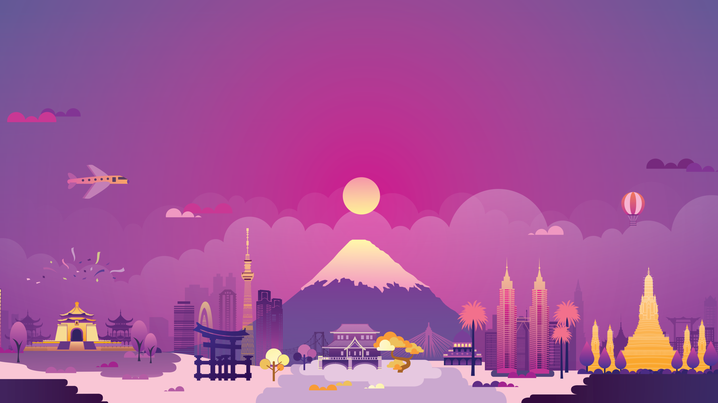 Illustration for print collateral and physical spaces, designed by Tintin .