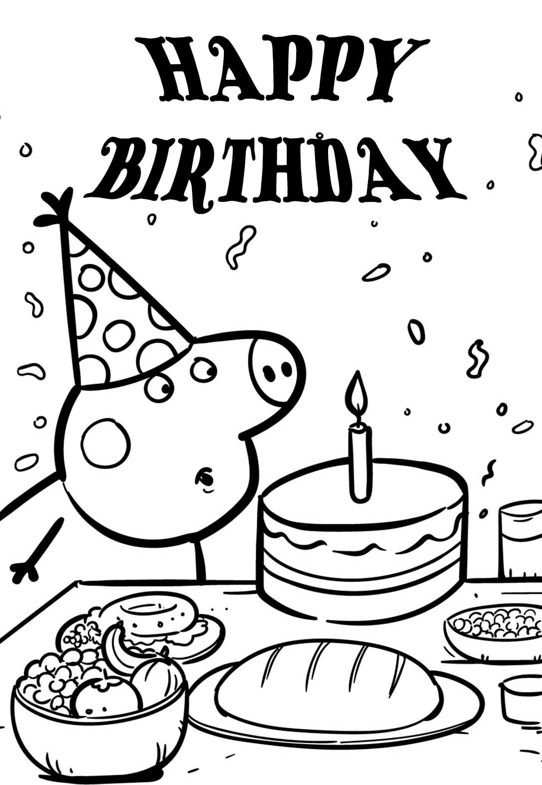 4 Peppa Pig Themed Birthday Coloring Pages & Cards (free ...