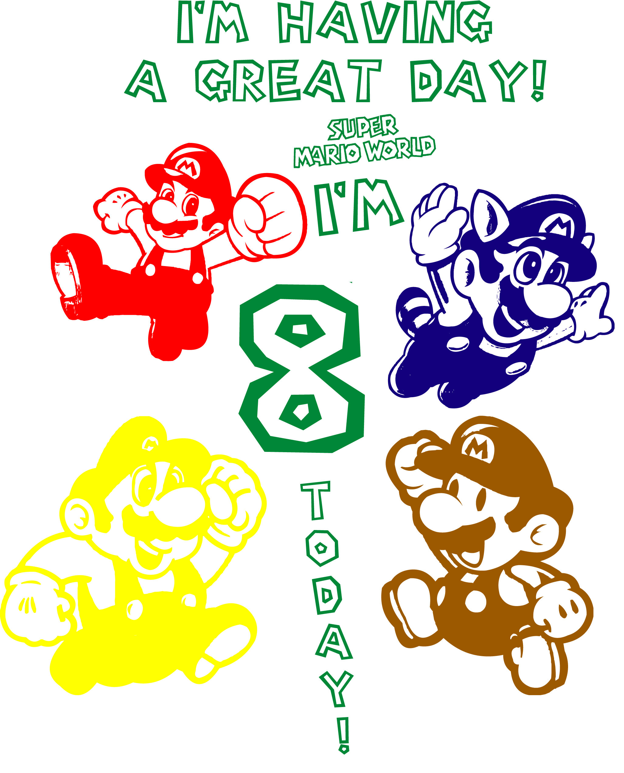 Mario Nintendo 8th Birthday Card Printbirthday Cards