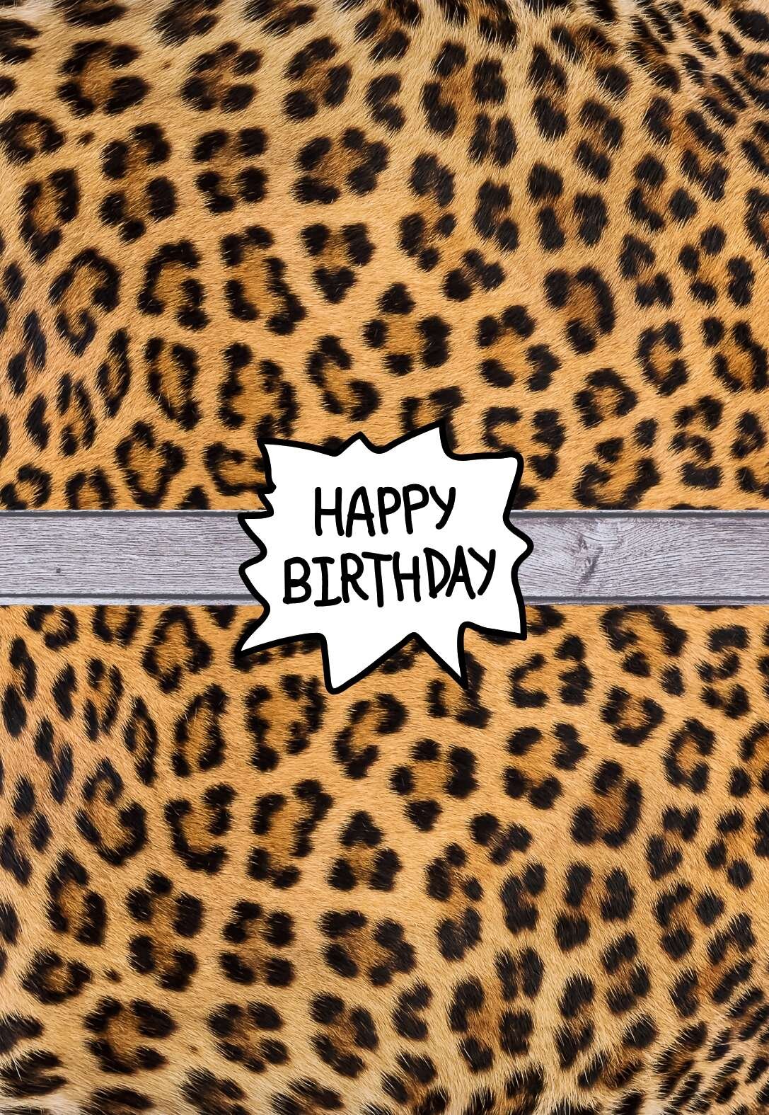 1st Birthday Card Leopard Print