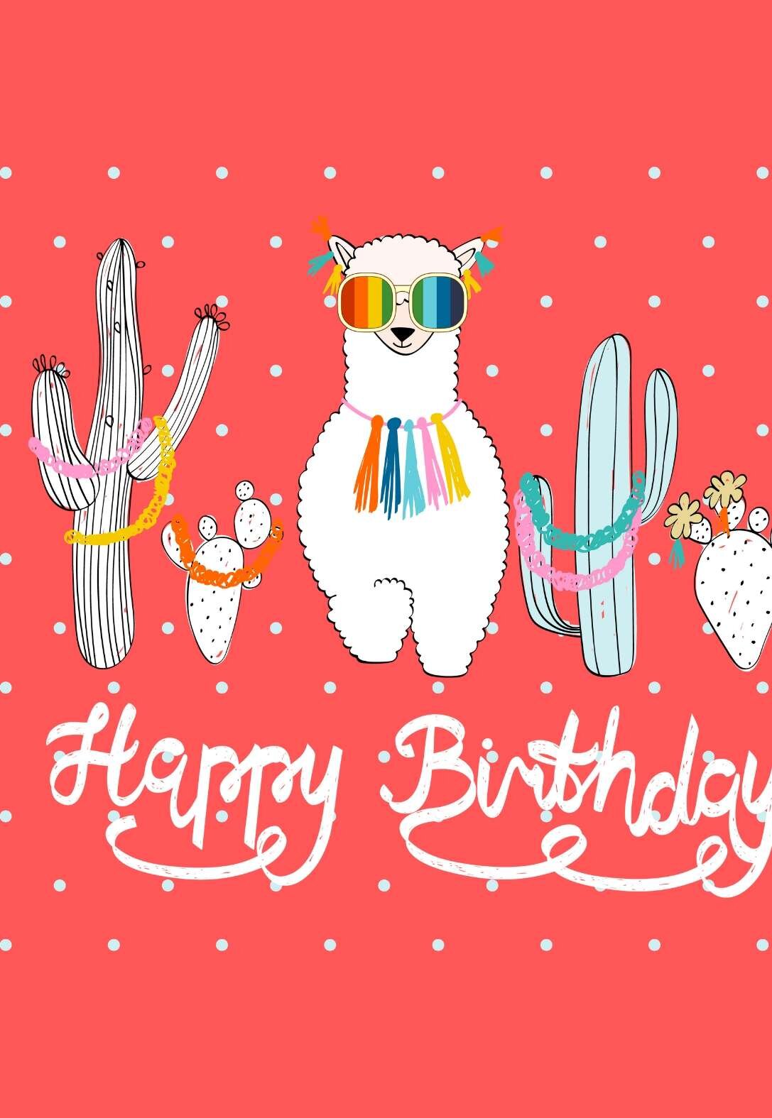 Llama Printable Birthday Cards — PRINTBIRTHDAY.CARDS