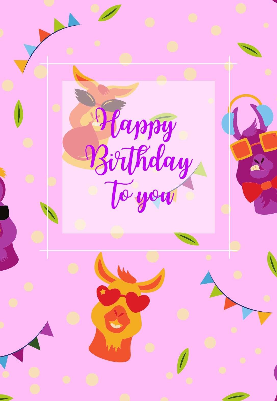 Llama Printable Birthday Cards — PRINTBIRTHDAY.CARDS