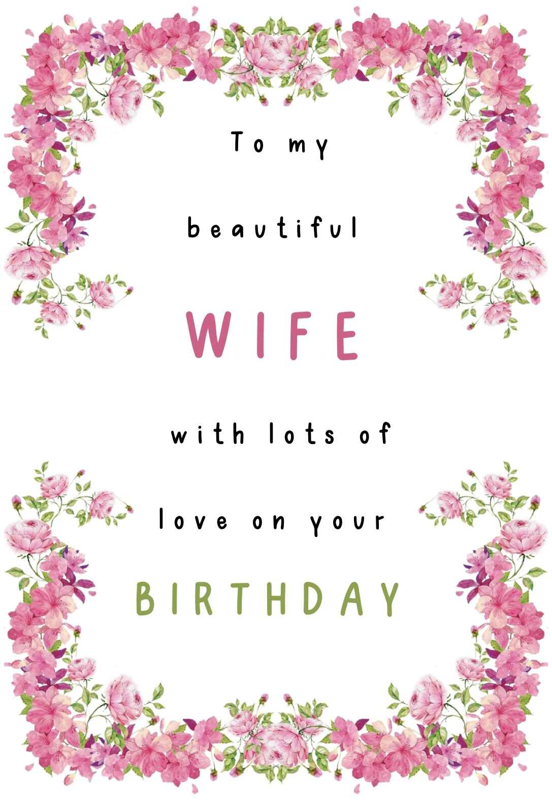 Birthday Cards Wife Printable - Customize and Print