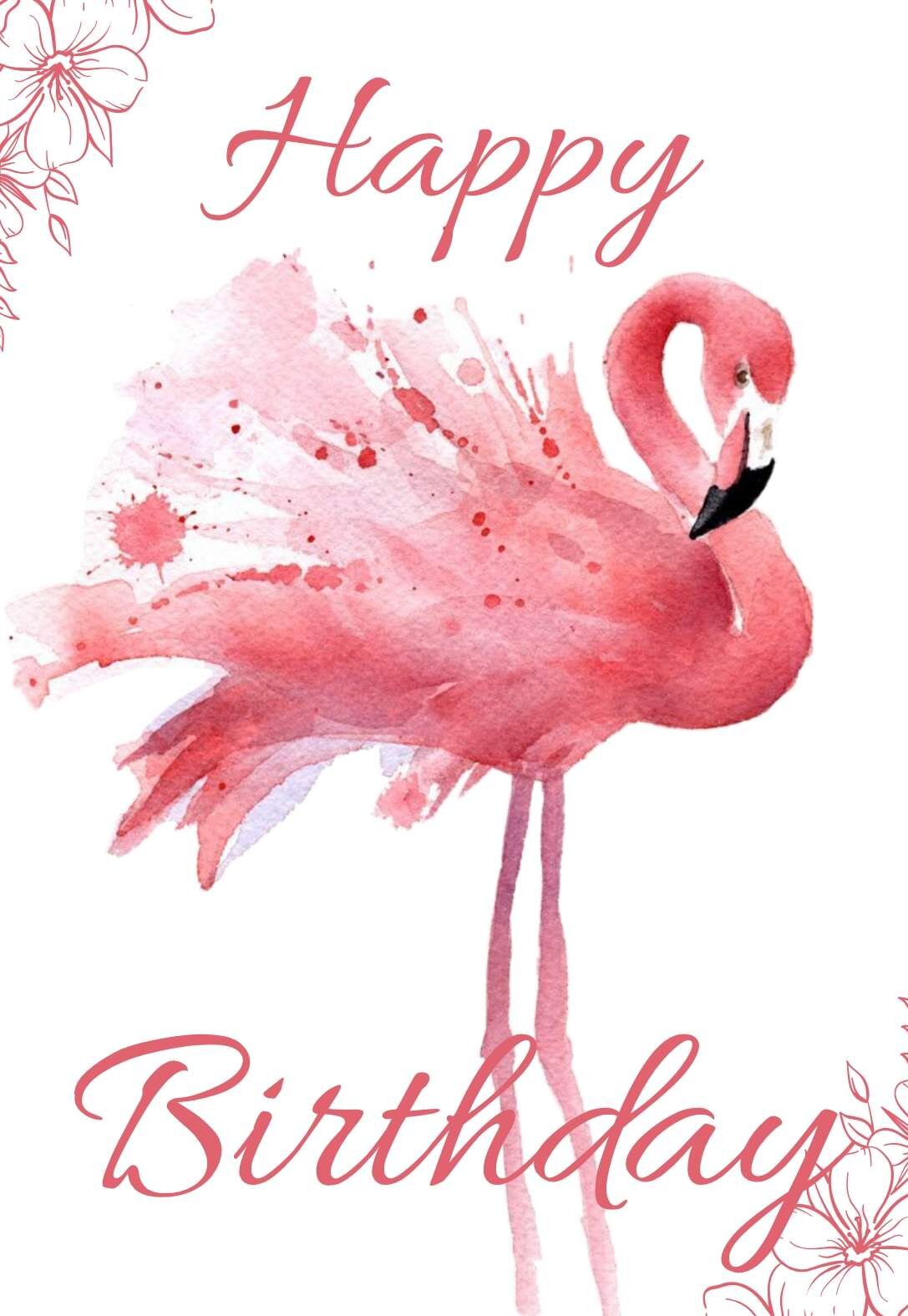 Free Printable Flamingo Birthday Card