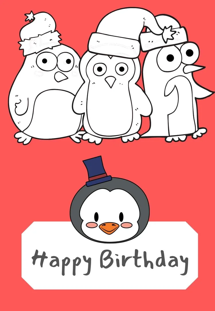 Penguin Printable Birthday Cards — PRINTBIRTHDAY.CARDS