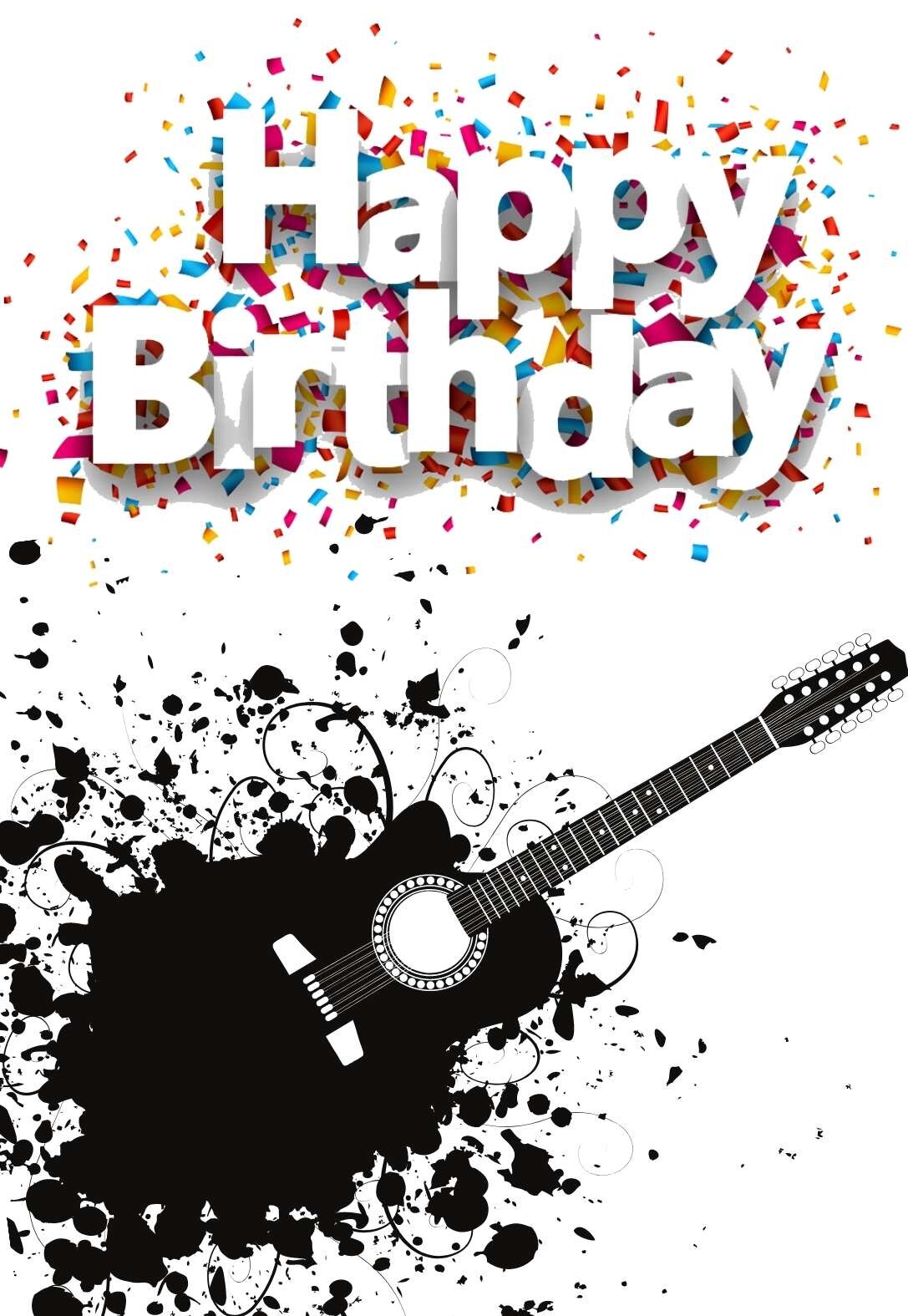 5 Guitar themed Printable Birthday Cards free PRINTBIRTHDAY CARDS