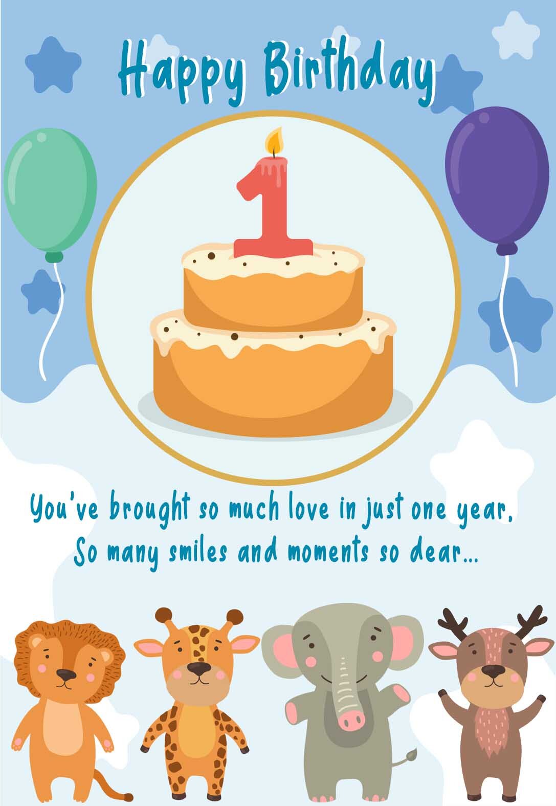 11+ Gorgeous Printable Birthday Cards for 1 Year Olds — PRINTBIRTHDAY.CARDS