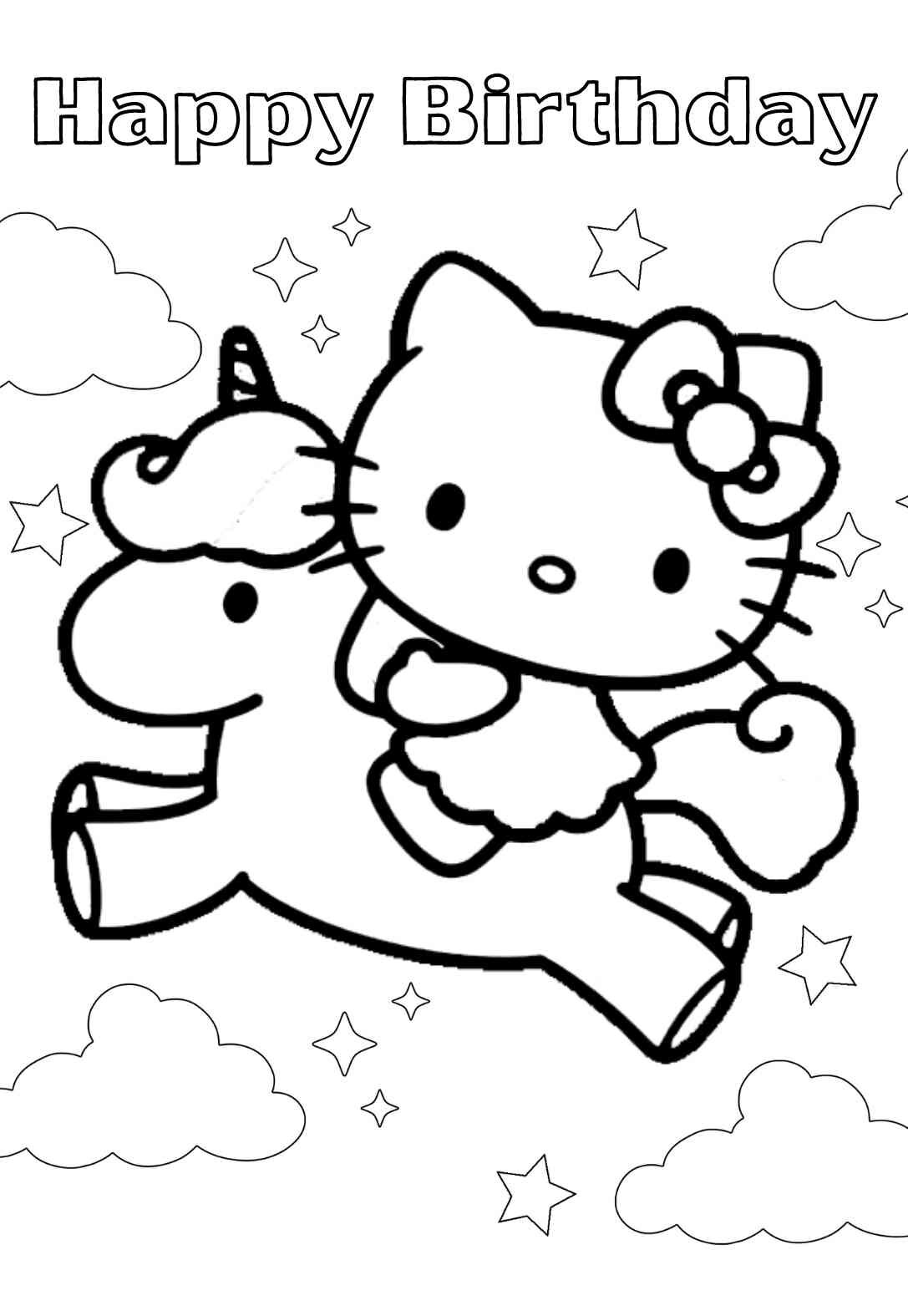 Hello Kitty Happy Birthday Coloring Page — Illustration 5 Hello Kitty Happy Birthday Coloring Page — Illustration 5