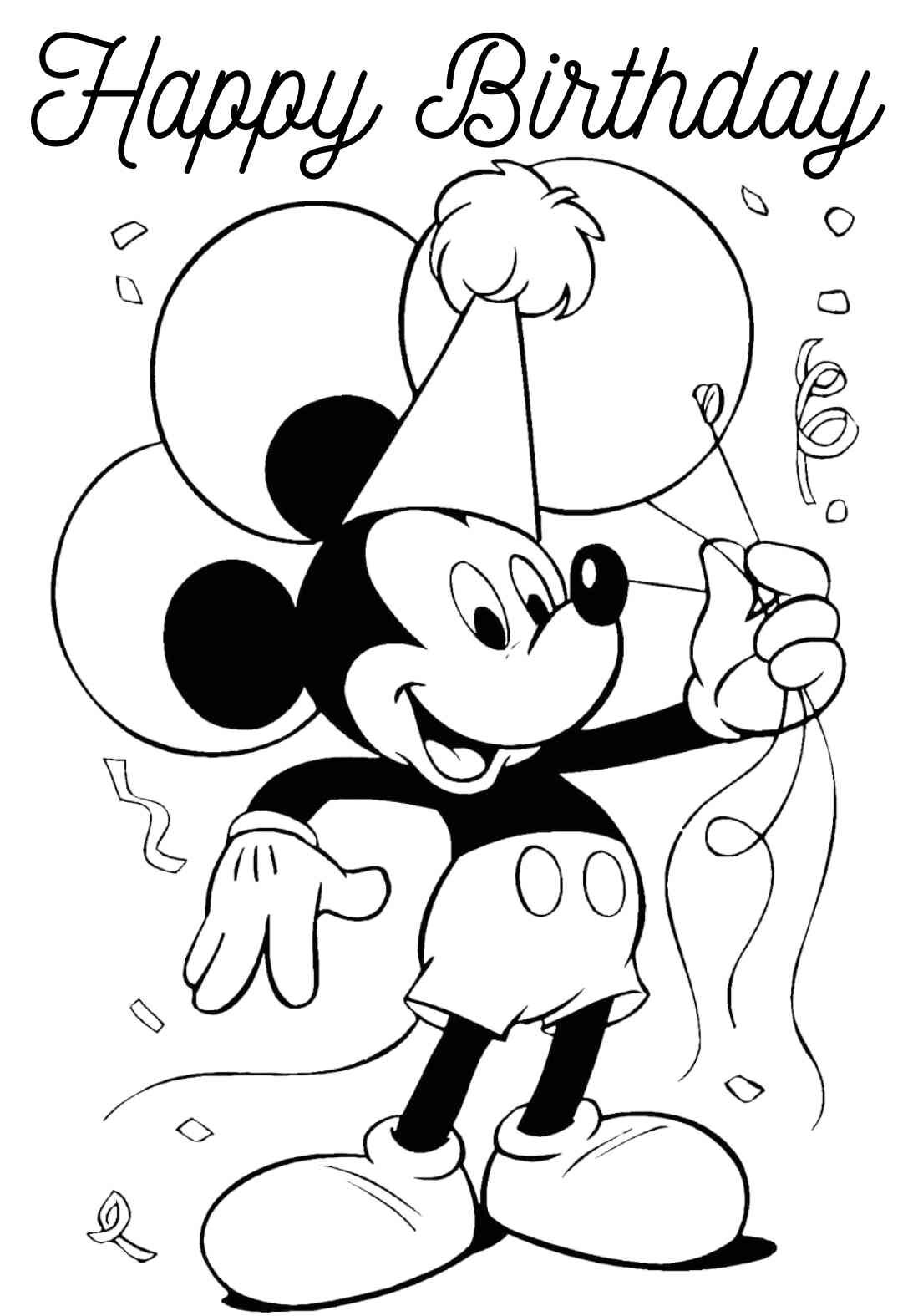 Celebrate with Mickey & Friends ~ Birthday Coloring Pages & Cards ...