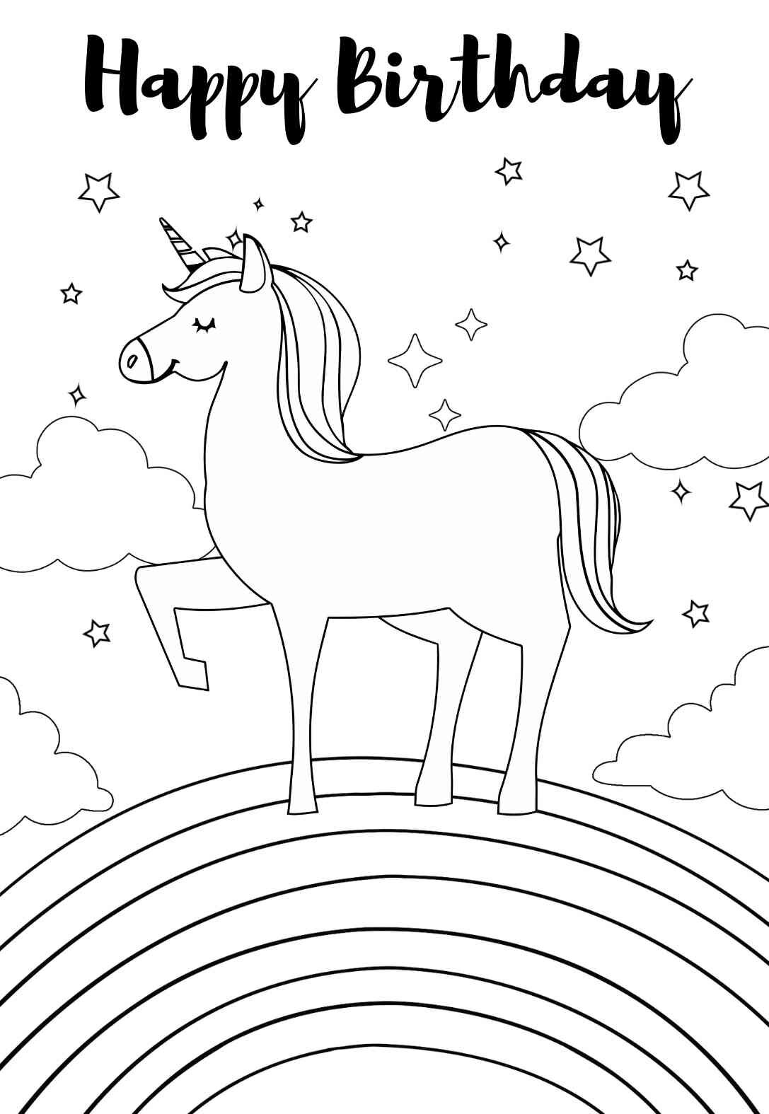 14 Unbelievable Unicorn Coloring Pages & Cards (free) — PRINTBIRTHDAY.CARDS