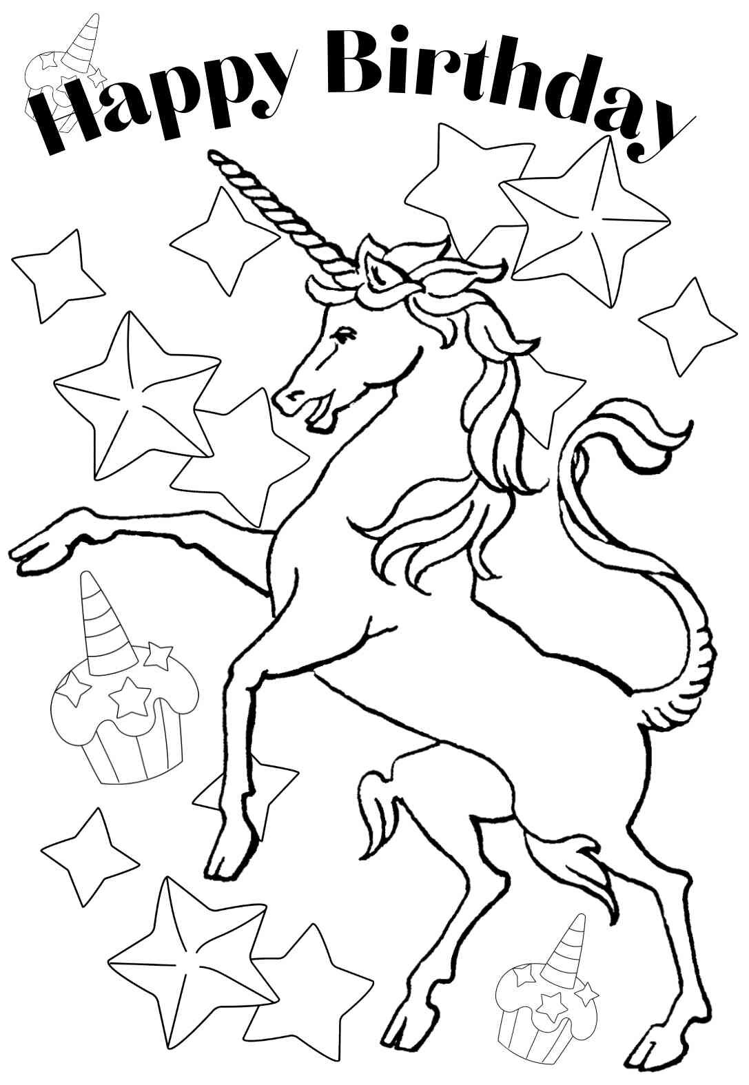 14 Unbelievable Unicorn Coloring Pages & Cards (free) — PRINTBIRTHDAY.CARDS