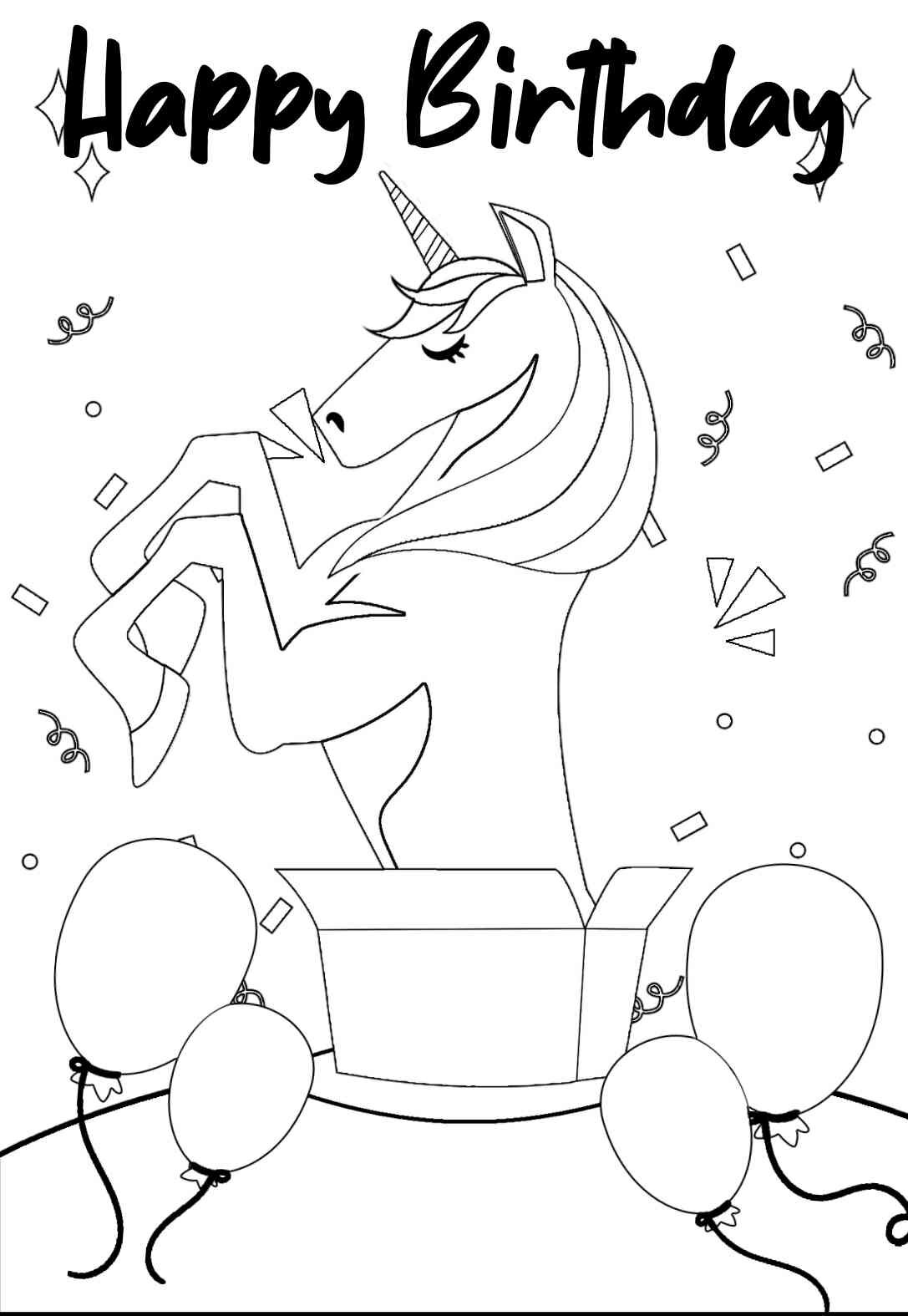 14 Unbelievable Unicorn Coloring Pages & Cards (free) — PRINTBIRTHDAY.CARDS