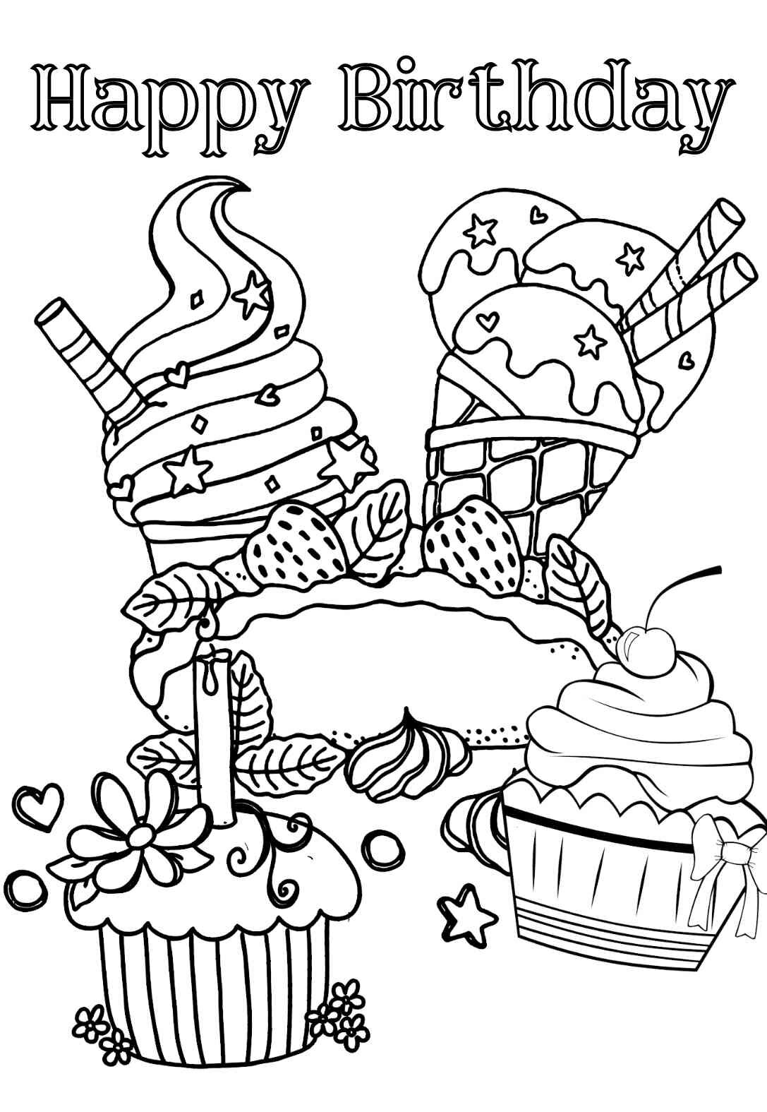 9 Sweet Cupcake Birthday Coloring Pages & Cards (free) — PRINTBIRTHDAY ...