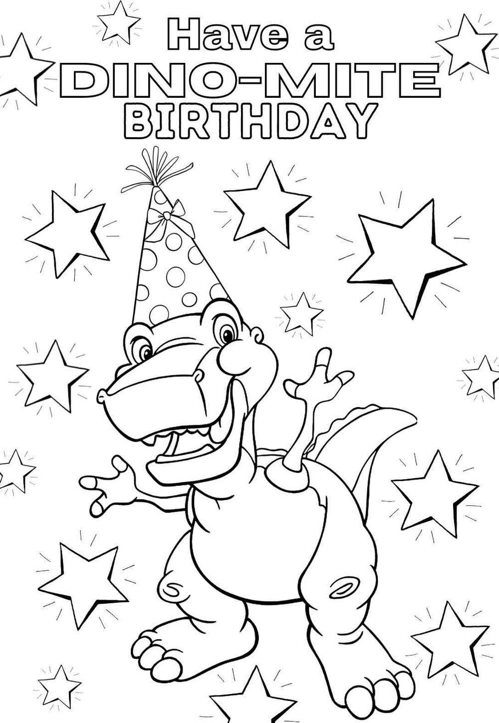 10 gnarly dinosaur birthday coloring pages cards free printbirthday cards