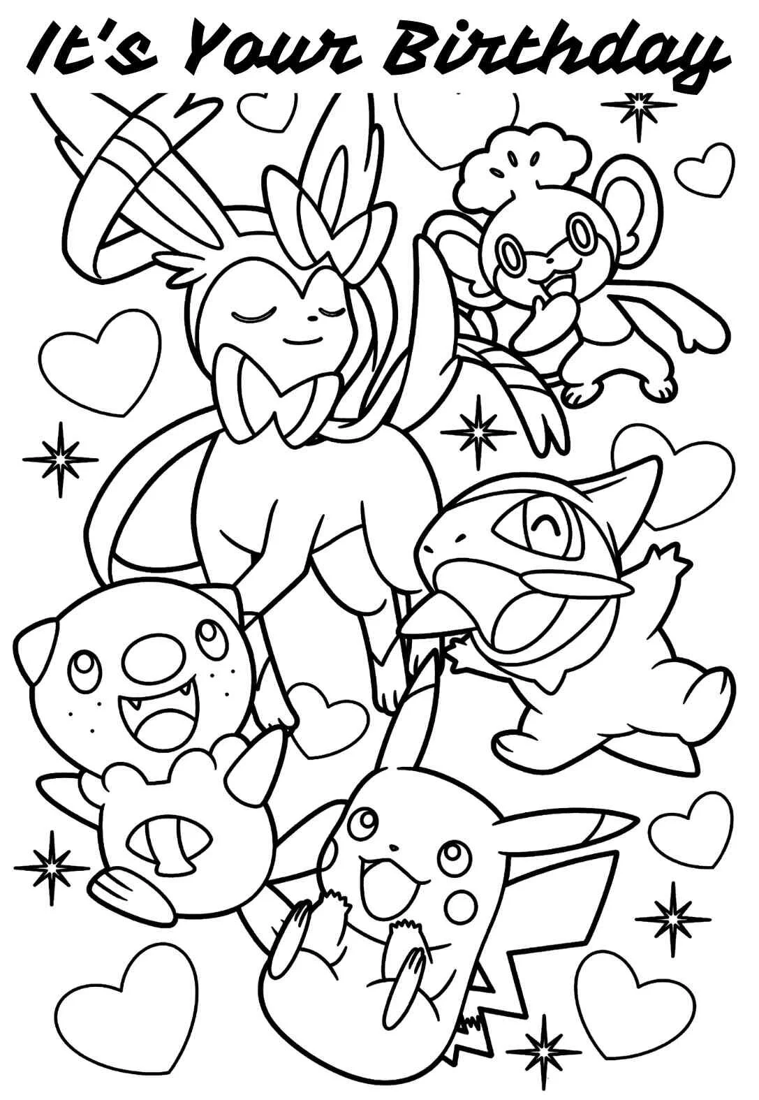 Pokemon Birthday Coloring Page Birthday Pokemon Coloring Page