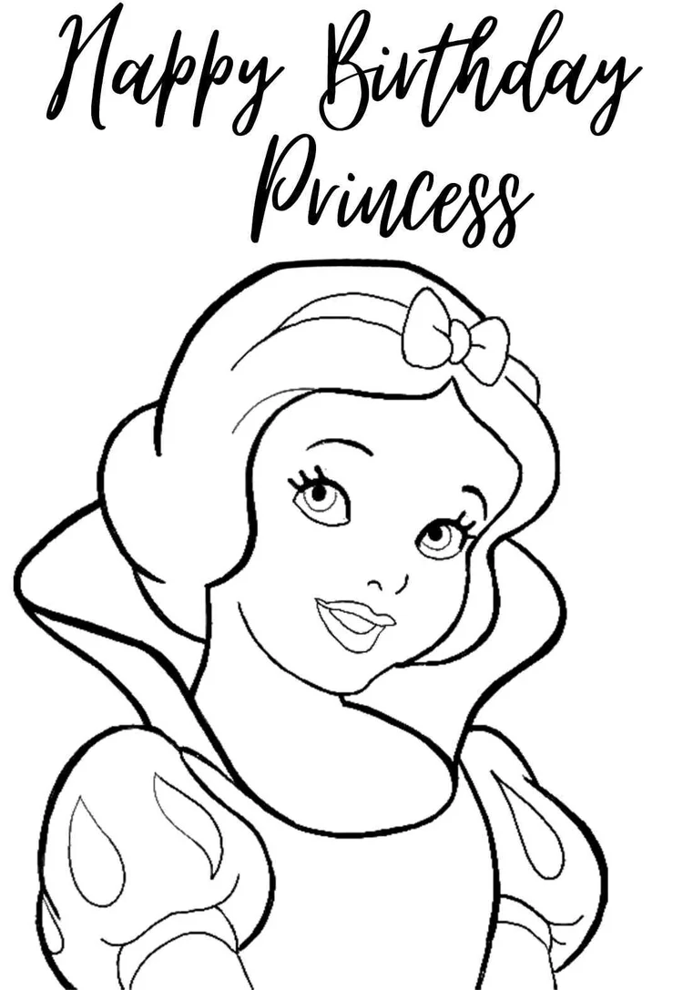 11 Beautiful Princess Birthday Coloring Pages & Cards (free ...