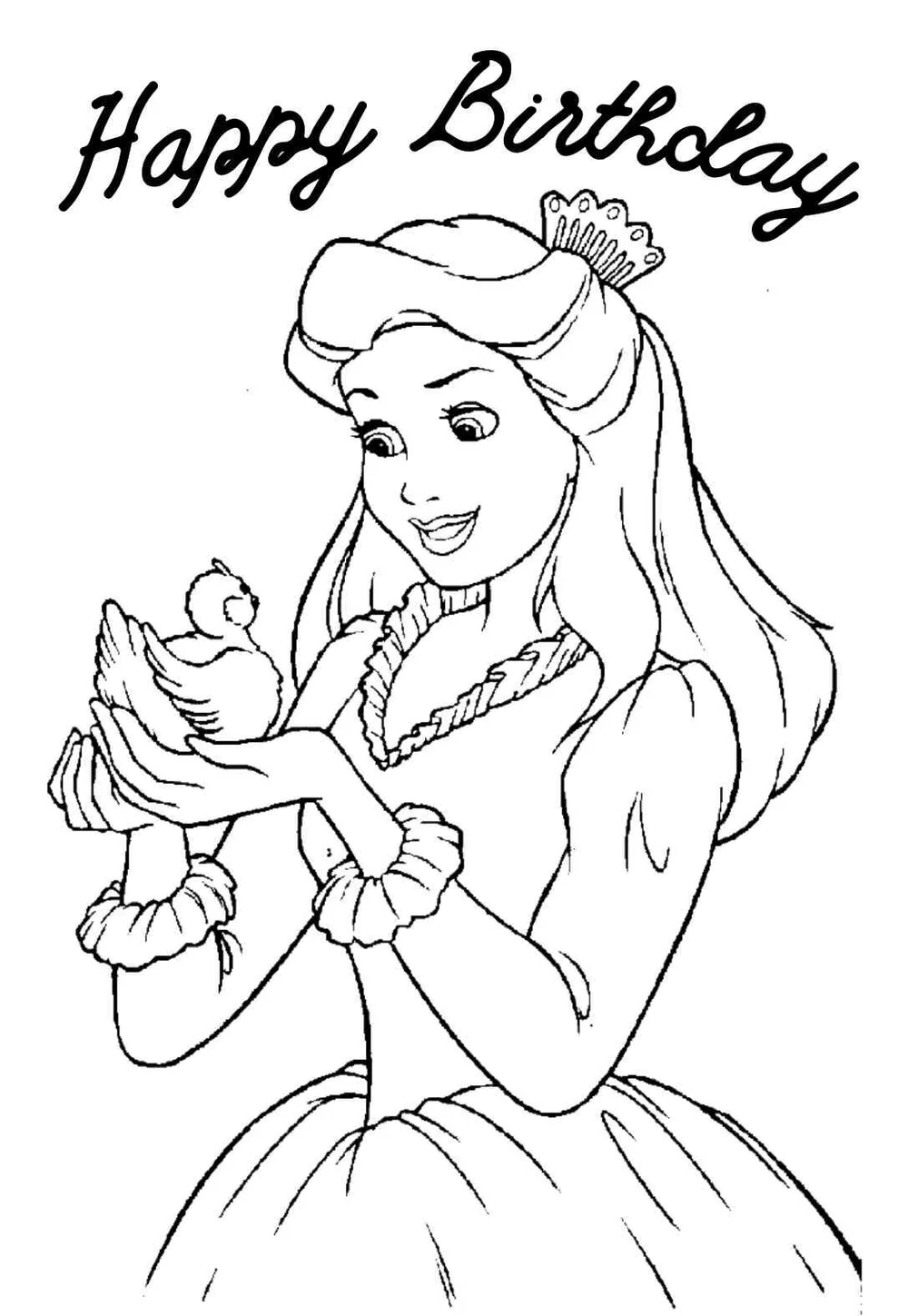 11 Beautiful Princess Birthday Coloring Pages & Cards (free ...